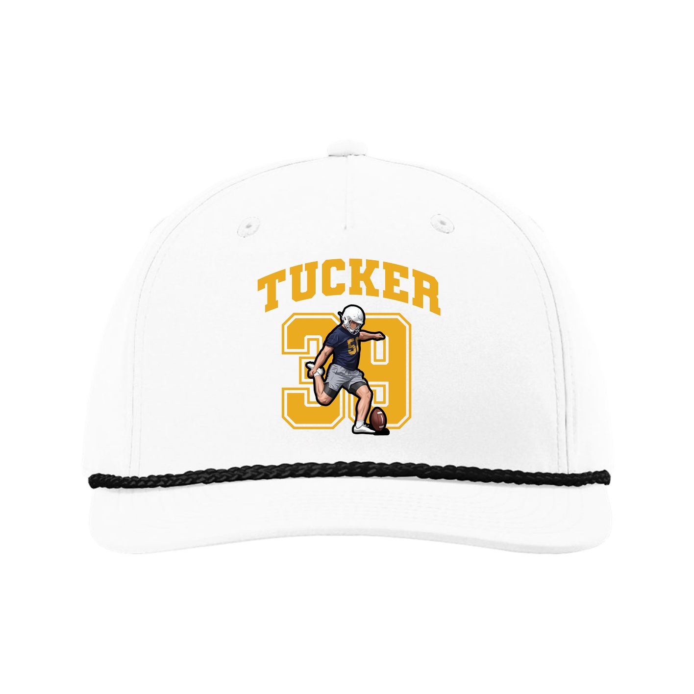 Five-Panel Classic Rope Cap — Number in White