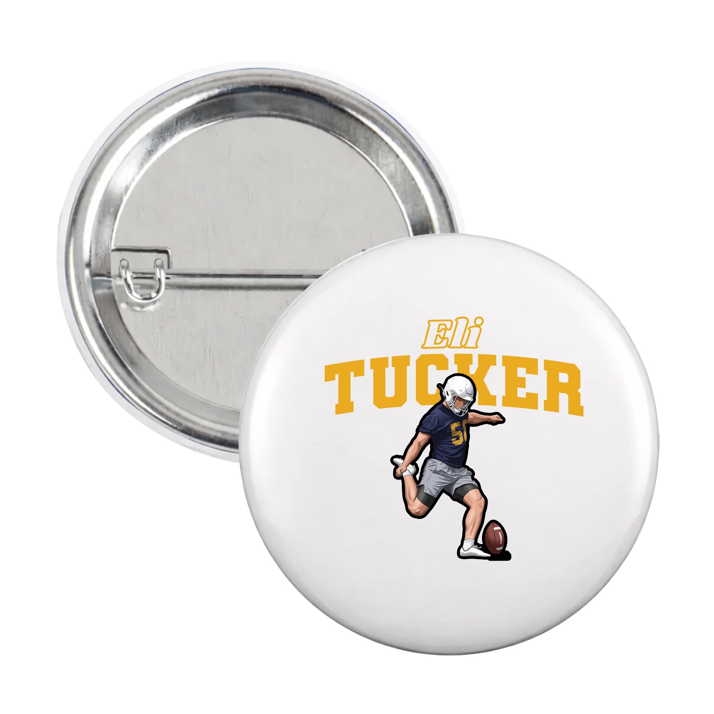 Game Day Button — Name Arch in White
