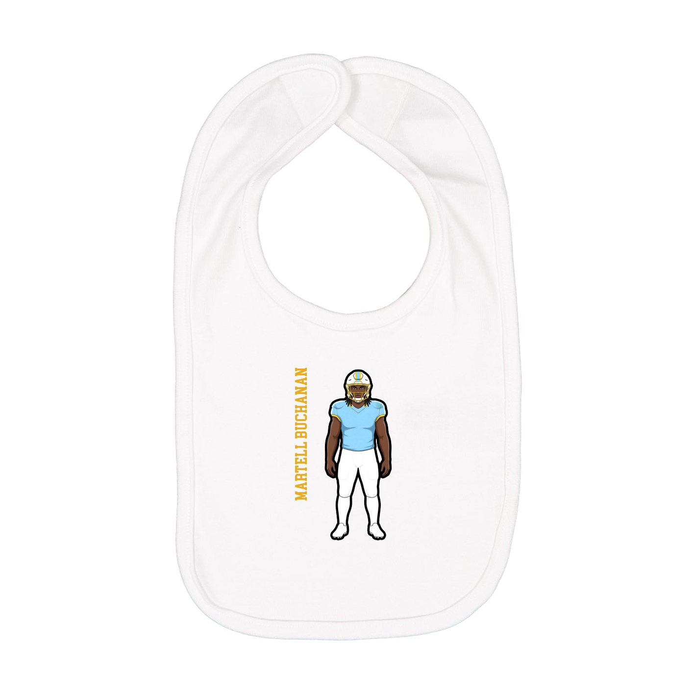 Infant Bib — Name Vertical in White