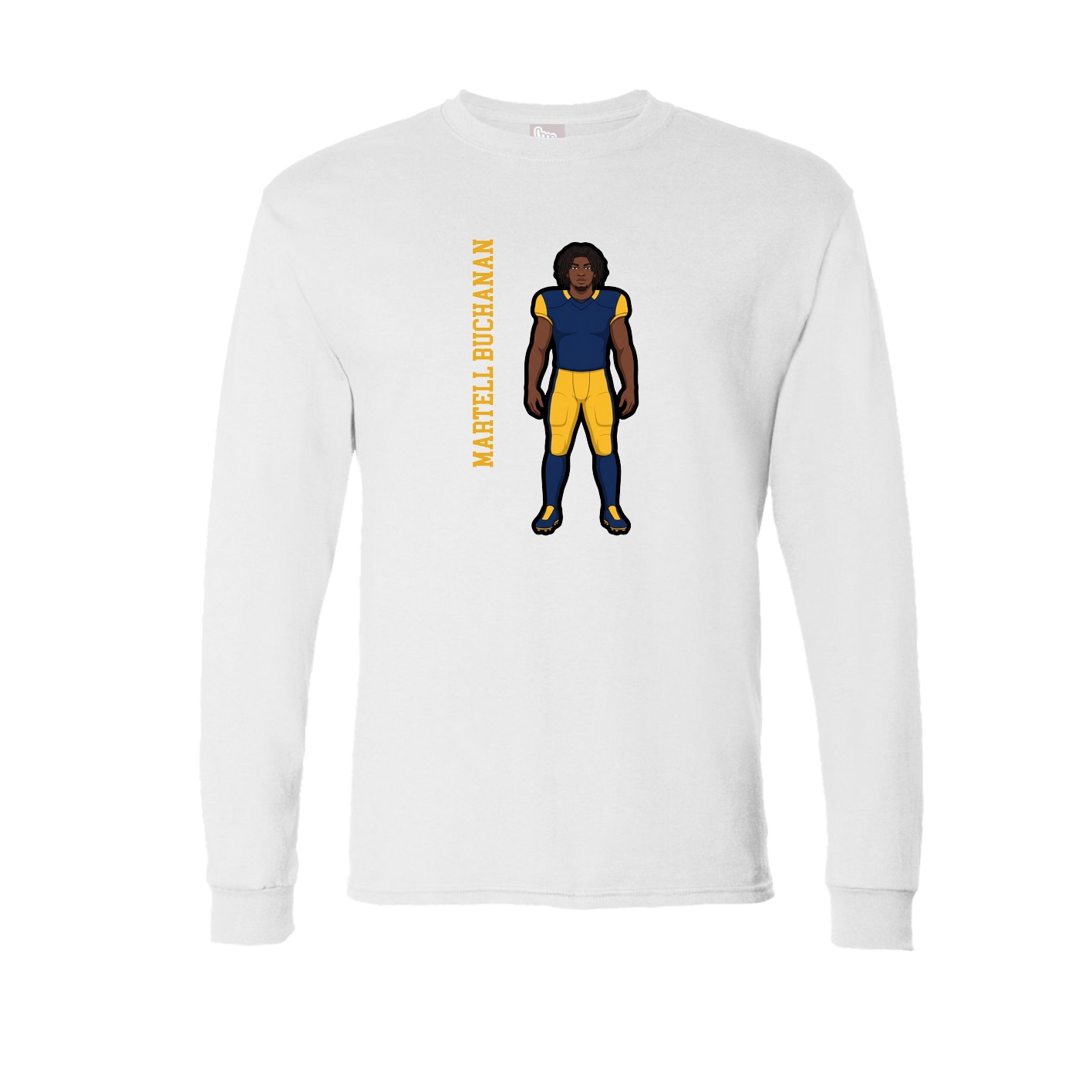 Long Sleeve Tee — Name Vertical in White