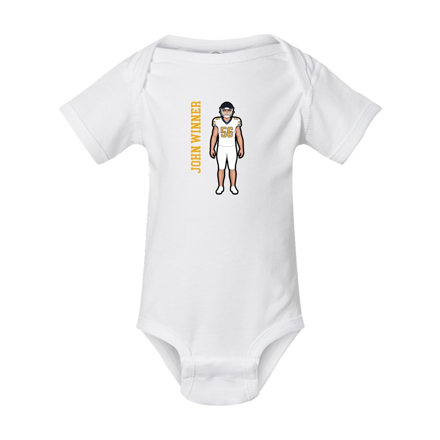 Baby Onesie — Name Vertical in White