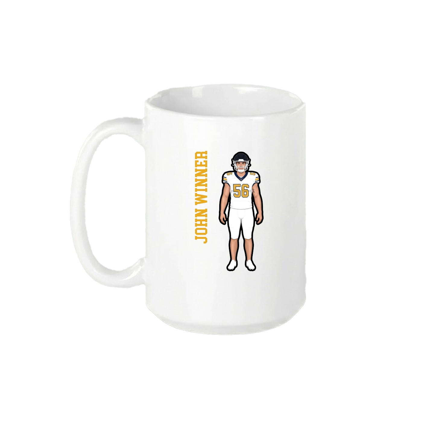 15oz Coffee Mug — Name Vertical in White