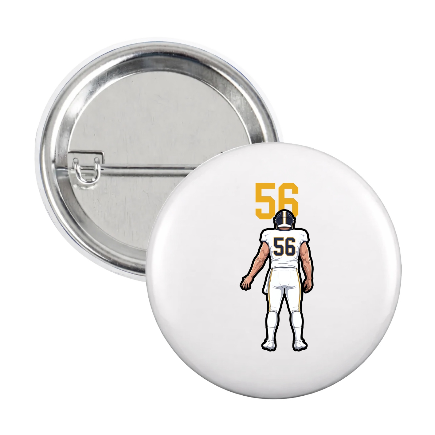 Game Day Button — Number Top in White