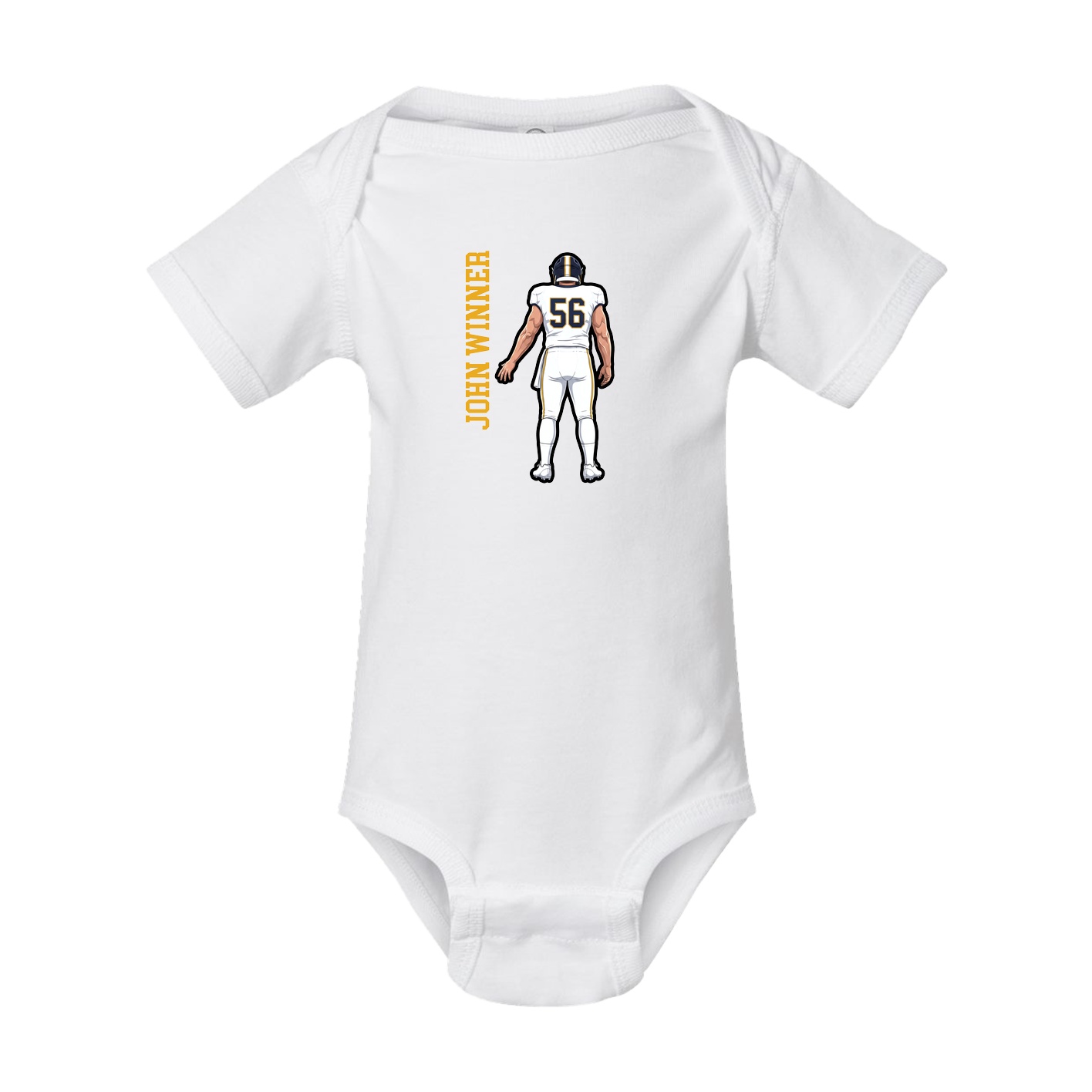 Baby Onesie — Name Vertical in White