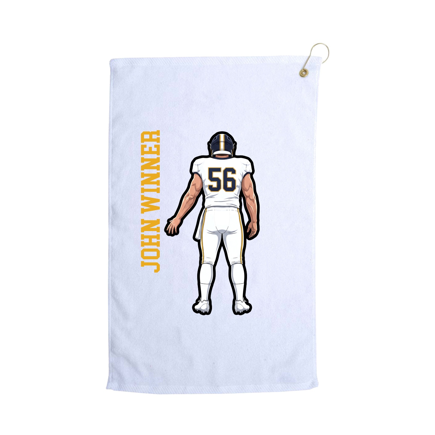 Golf Towel — Name Vertical in White