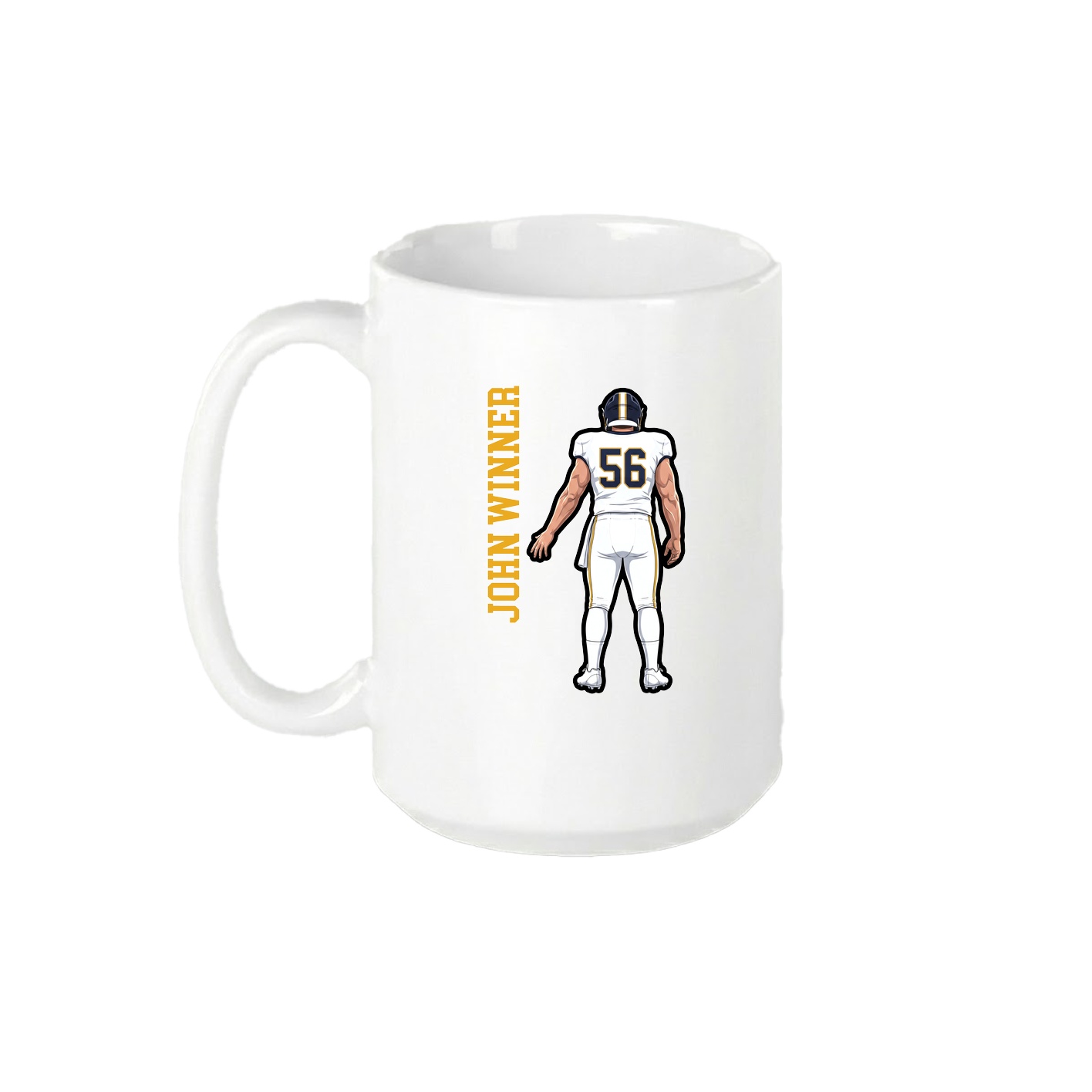 15oz Coffee Mug — Name Vertical in White