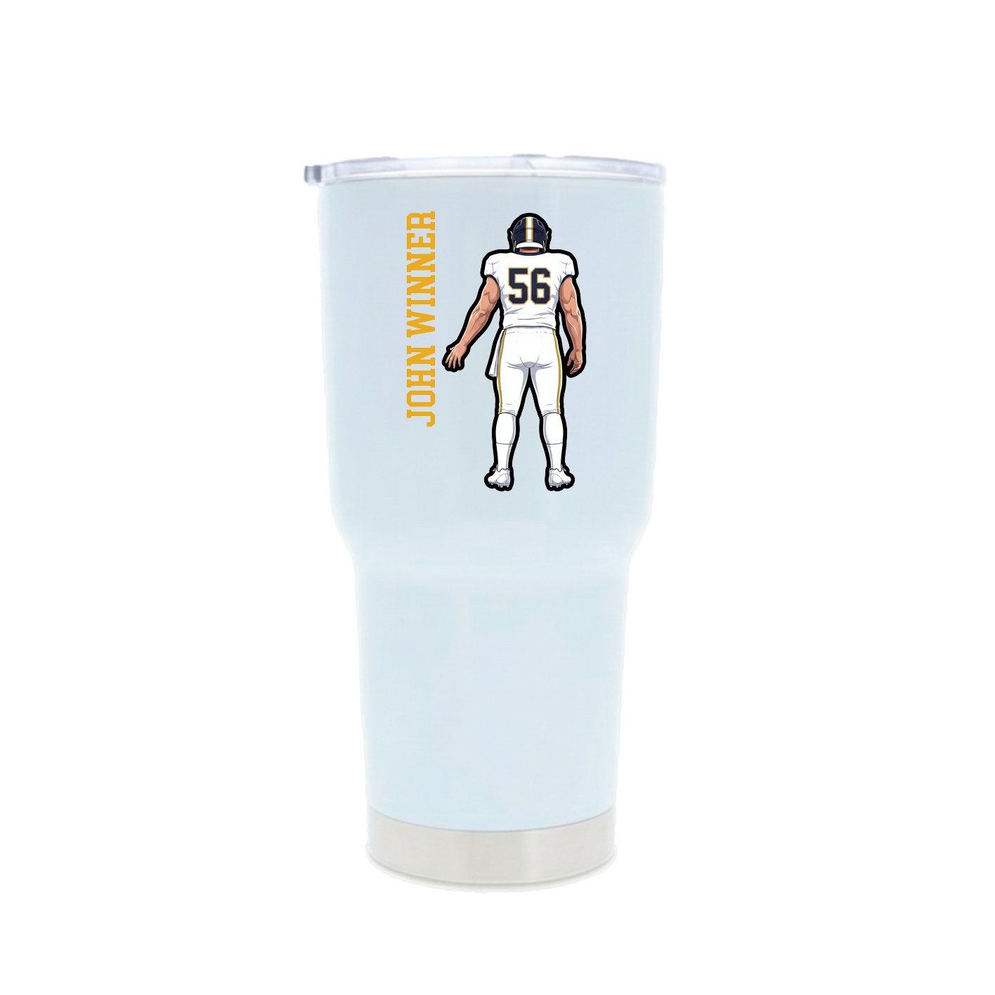 30oz Stainless Steel Tumbler — Name Vertical in White