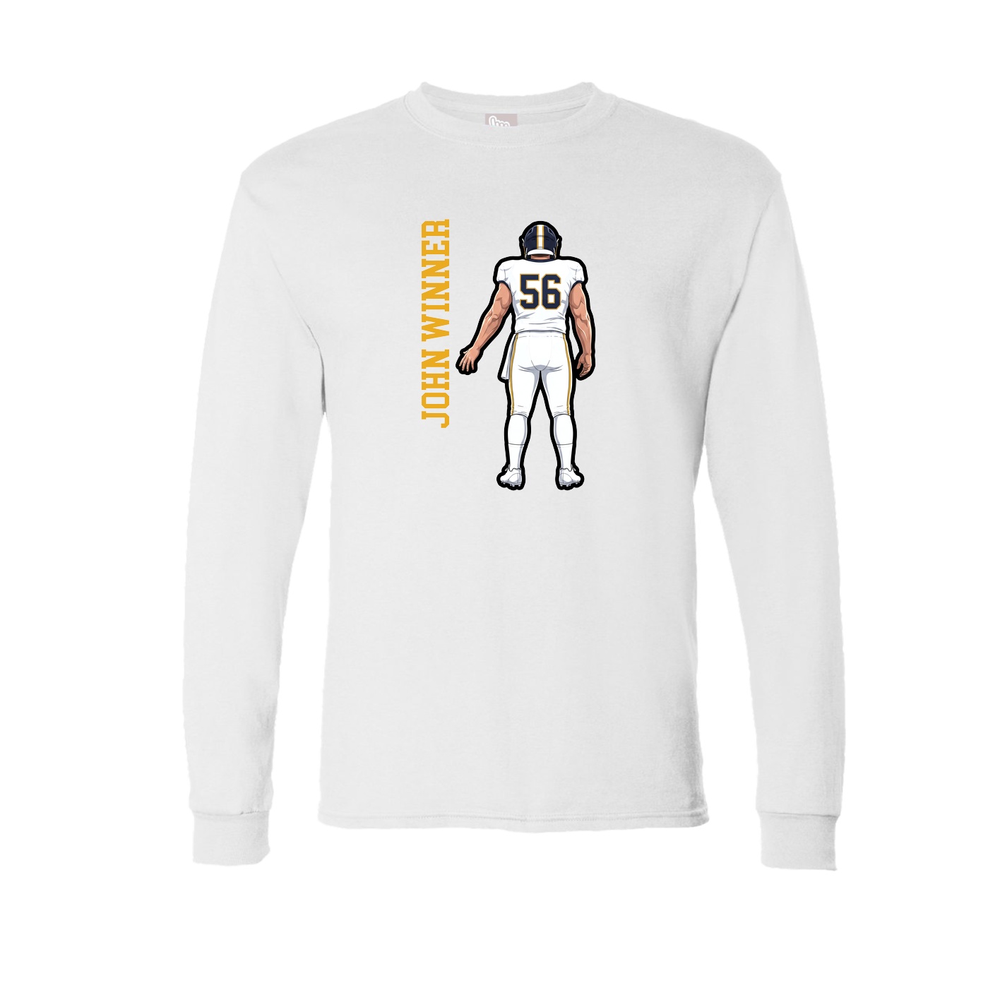 Long Sleeve Tee — Name Vertical in White