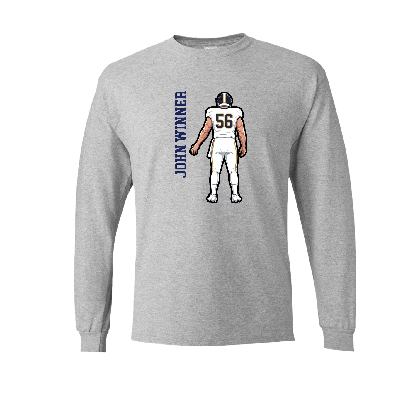 Long Sleeve Tee — Name Vertical in Grey