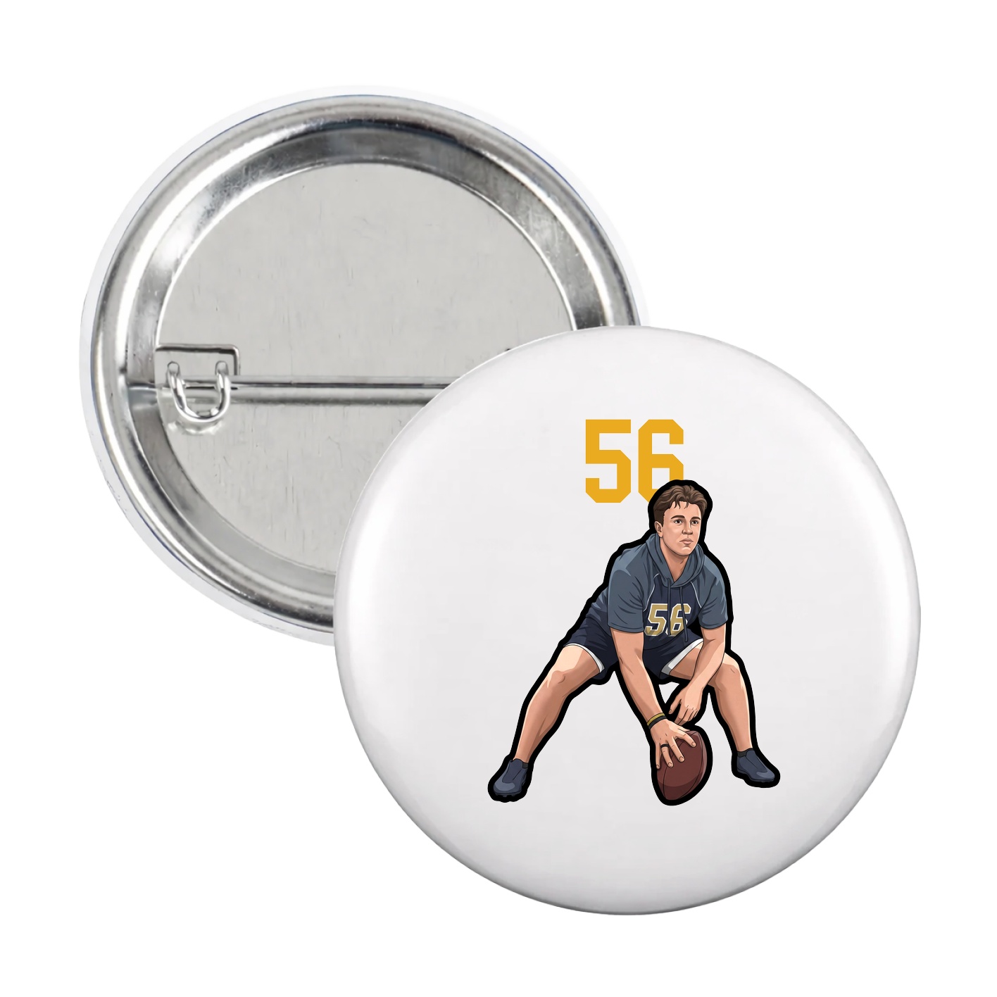 Game Day Button — Number Top in White