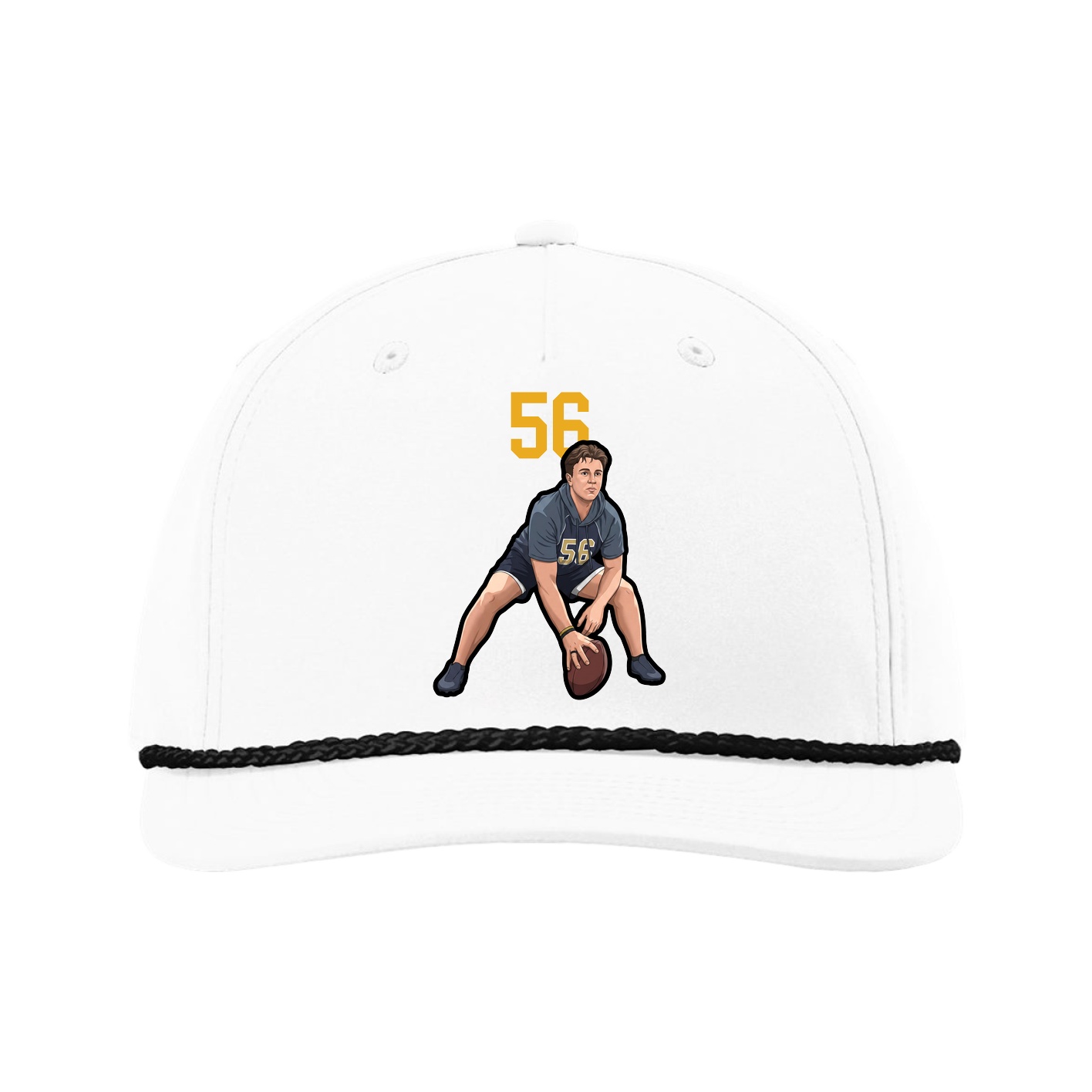 Five-Panel Classic Rope Cap — Number Top in White