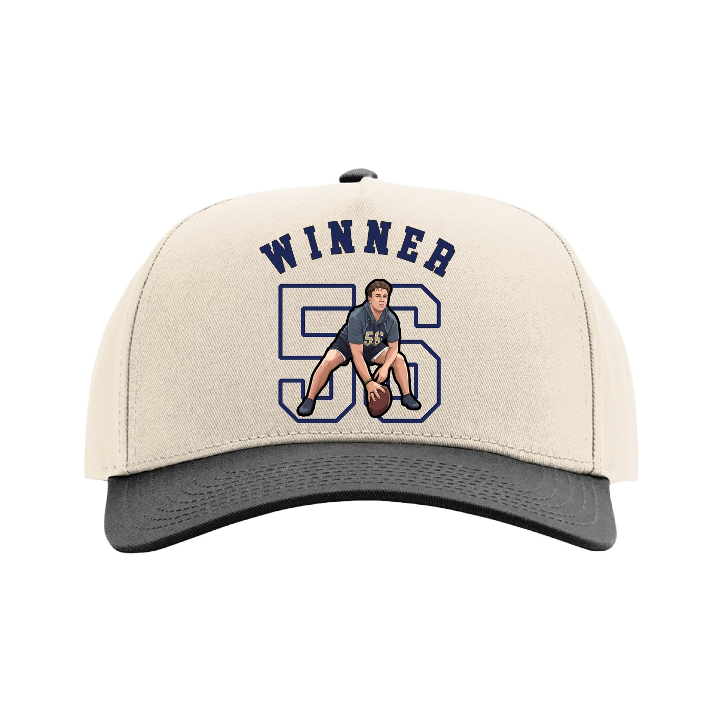 Full Fabric Five-Panel Champ Cap — Shirsey Arch in Cream/Black