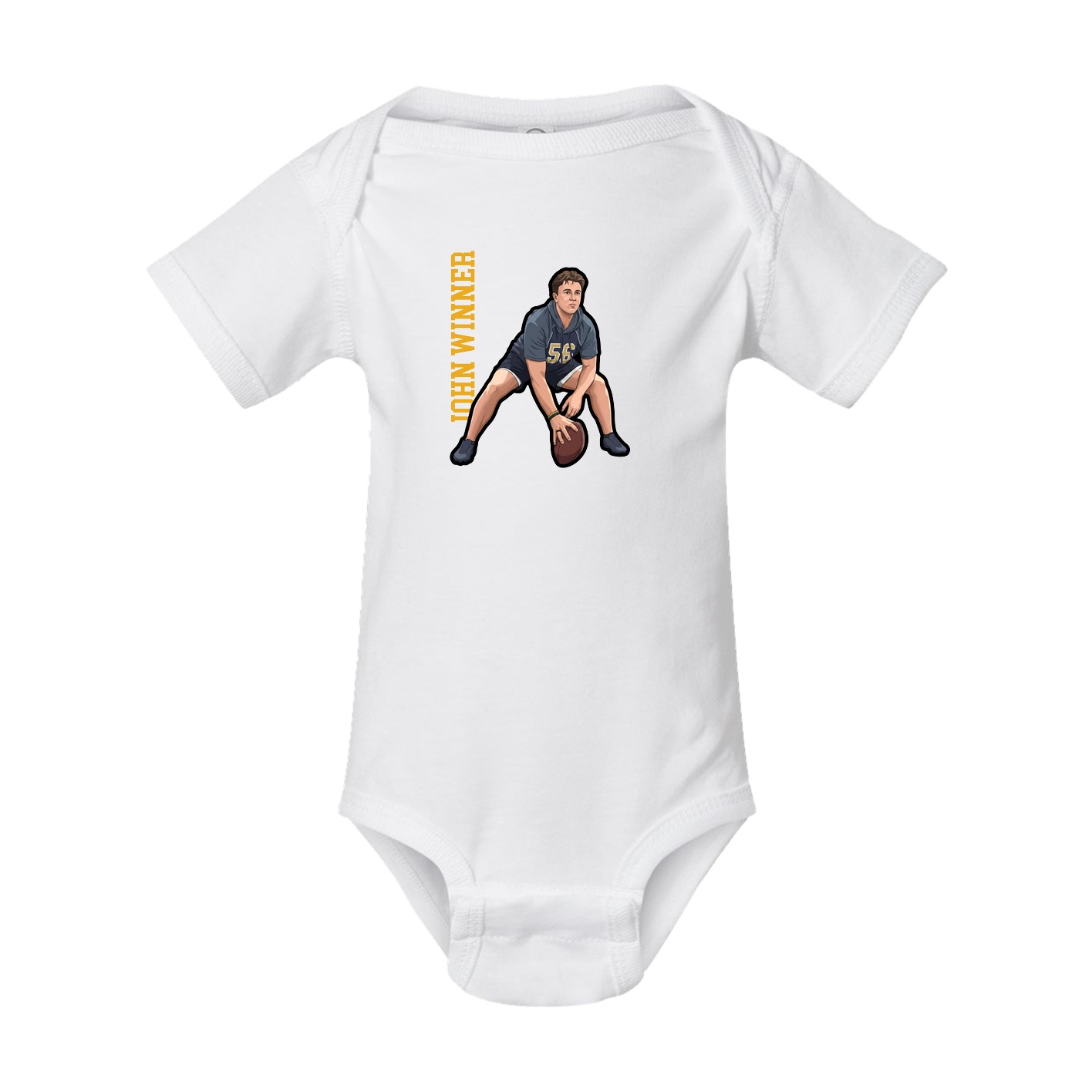 Baby Onesie — Name Vertical in White