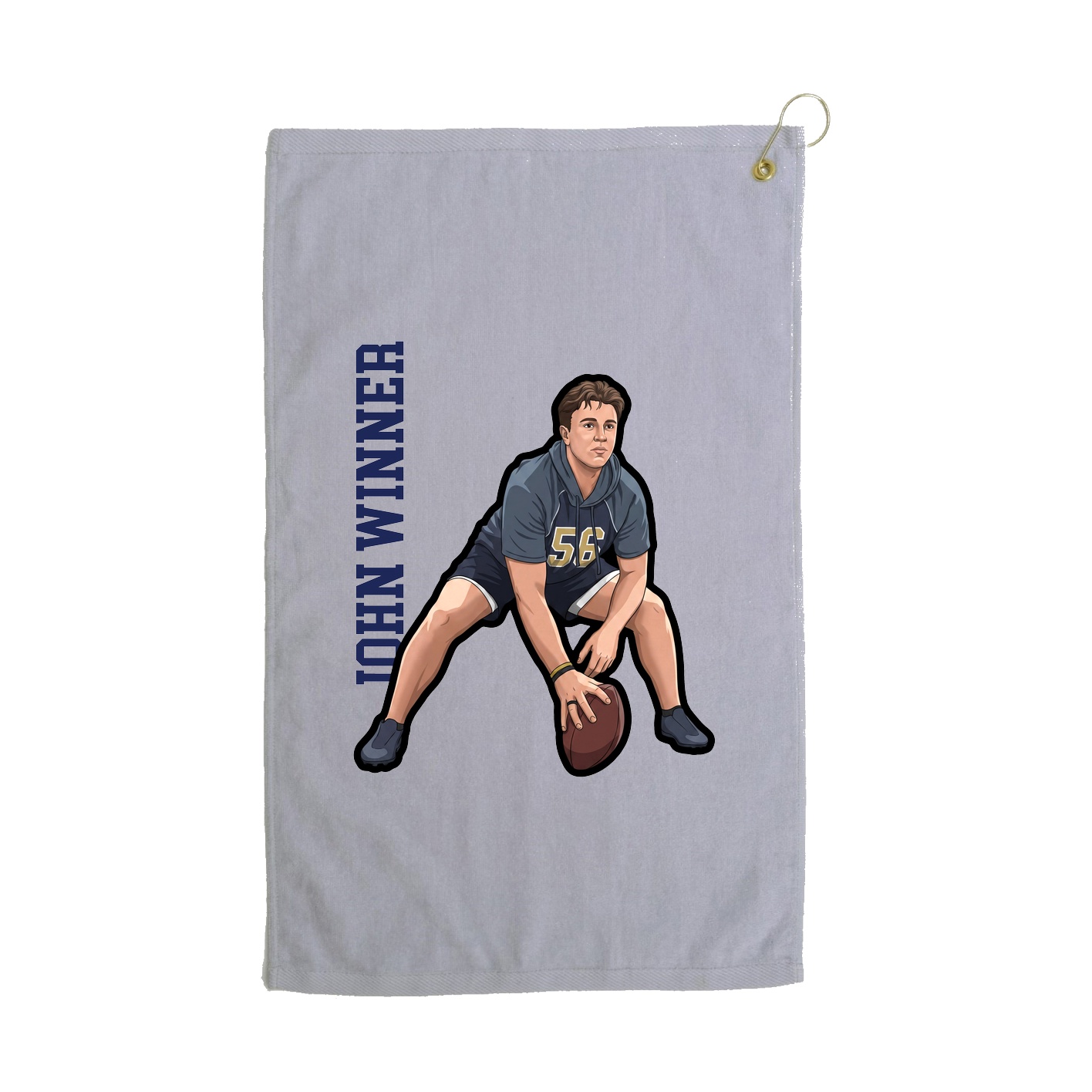 Golf Towel — Name Vertical in Grey
