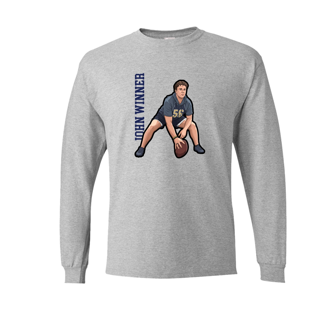 Long Sleeve Tee — Name Vertical in Grey