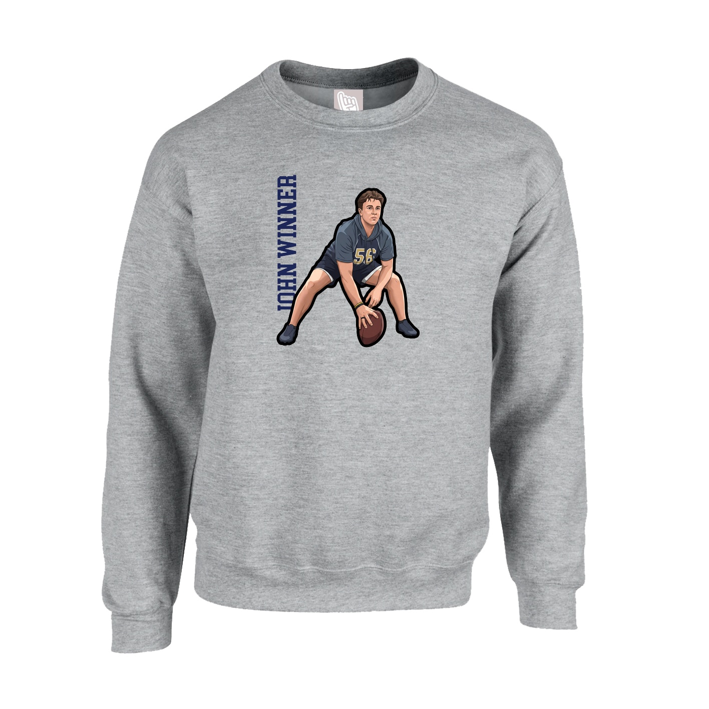 Fleece Crew — Name Vertical in Grey