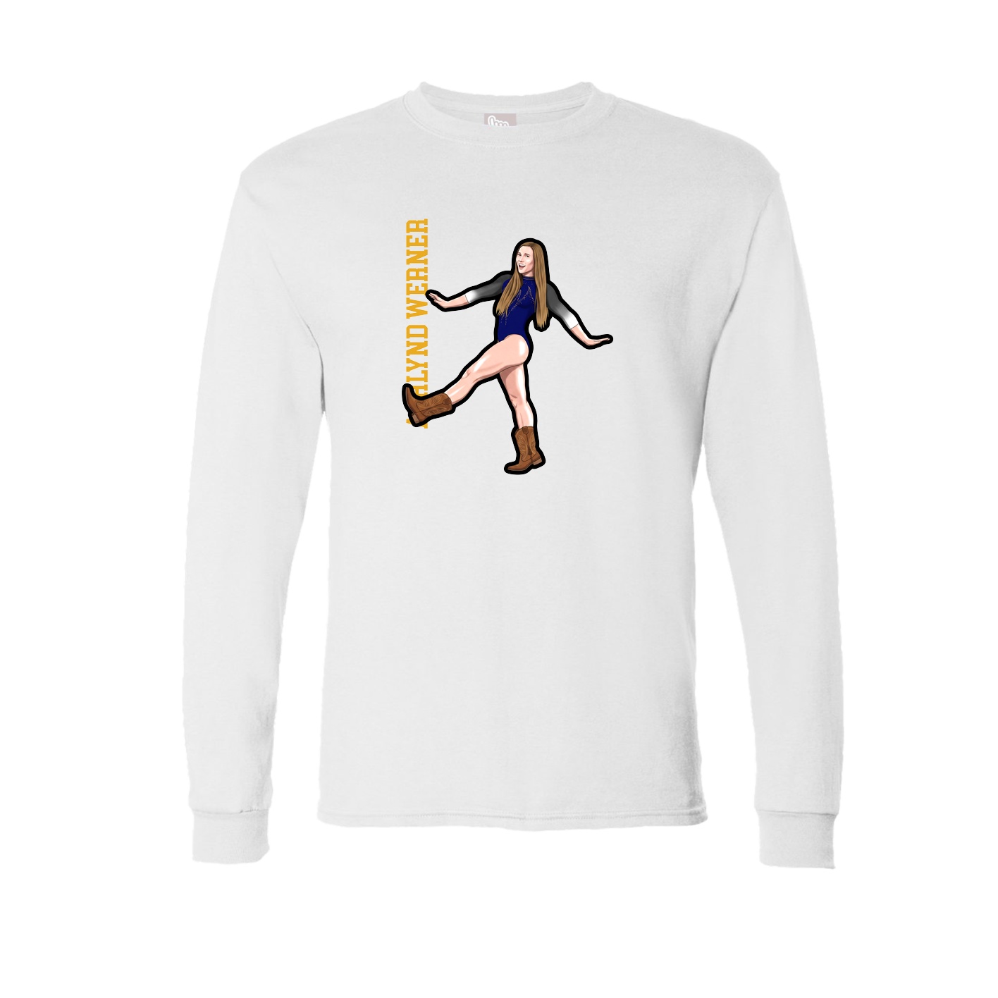 Long Sleeve Tee — Name Vertical in White