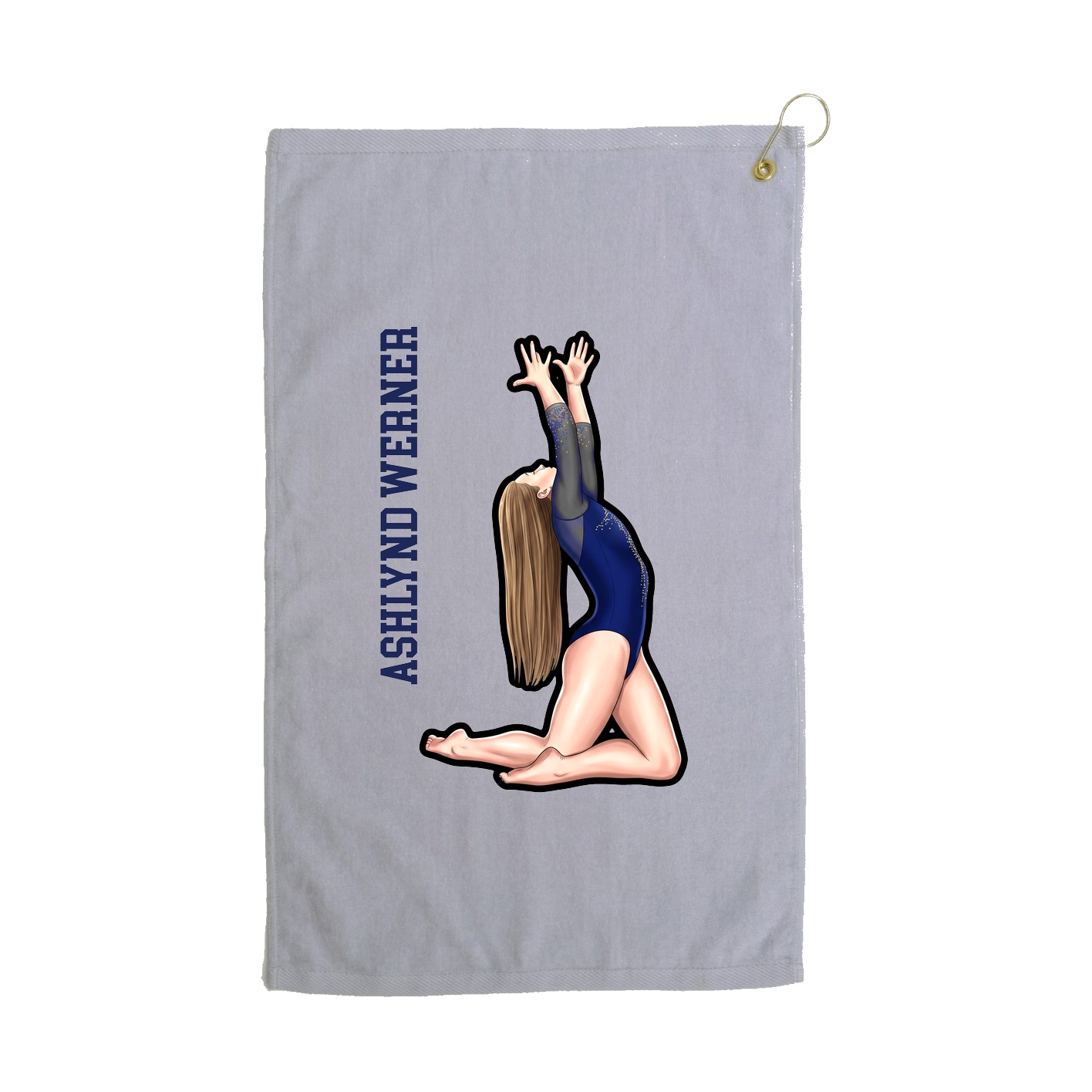 Golf Towel — Name Vertical in Grey