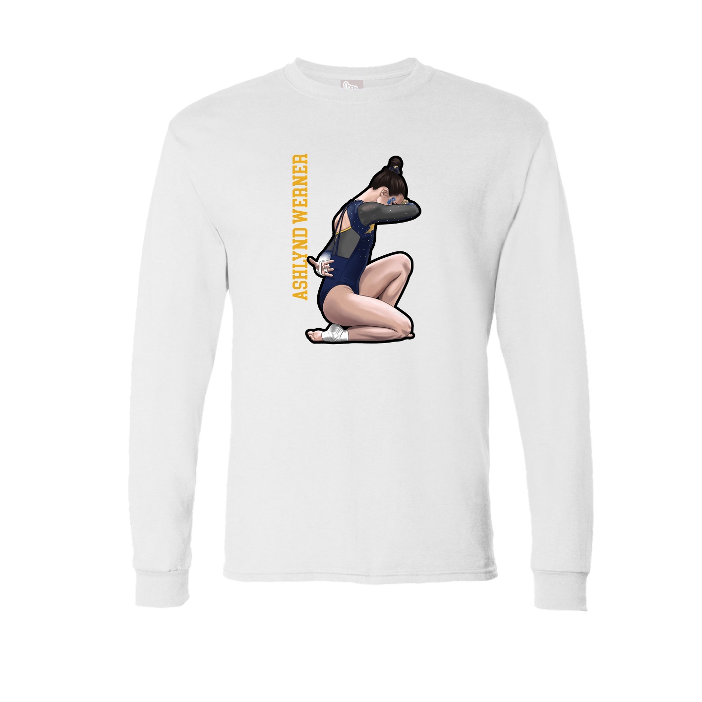 Long Sleeve Tee — Name Vertical in White