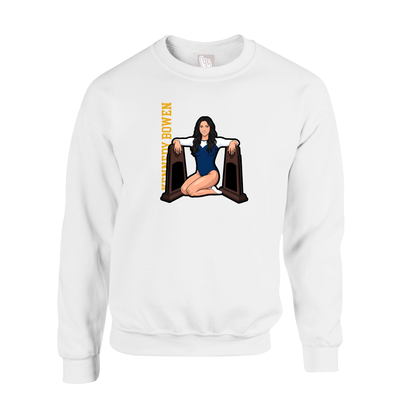 Fleece Crew — Name Vertical in White