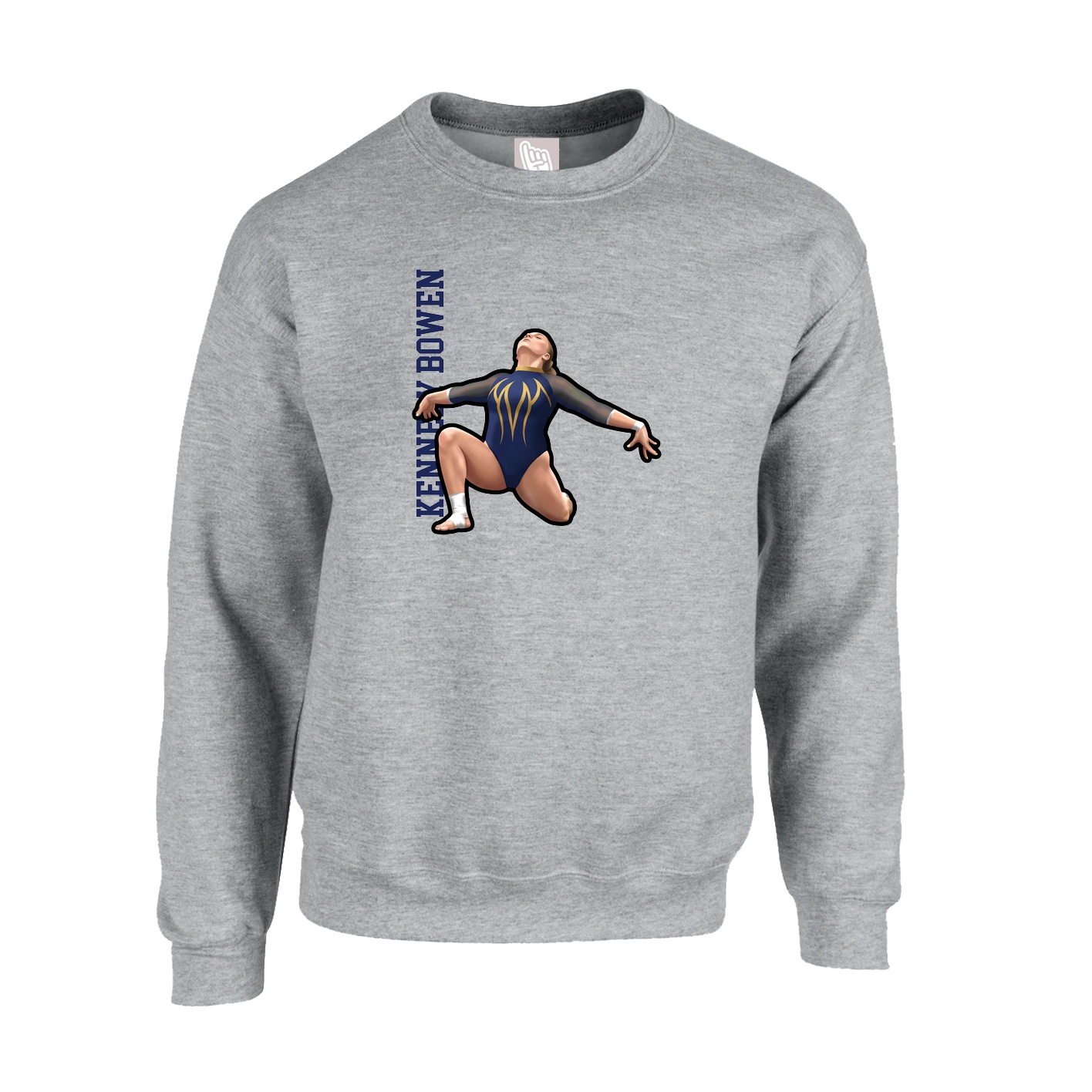 Fleece Crew — Name Vertical in Grey