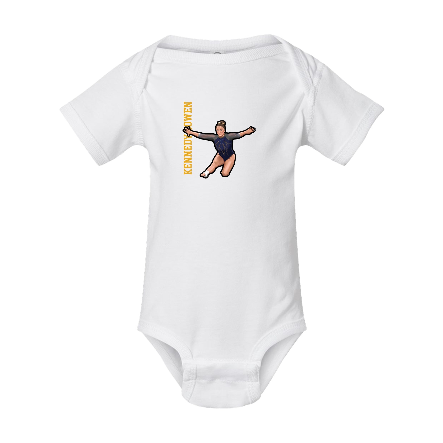Baby Onesie — Name Vertical in White