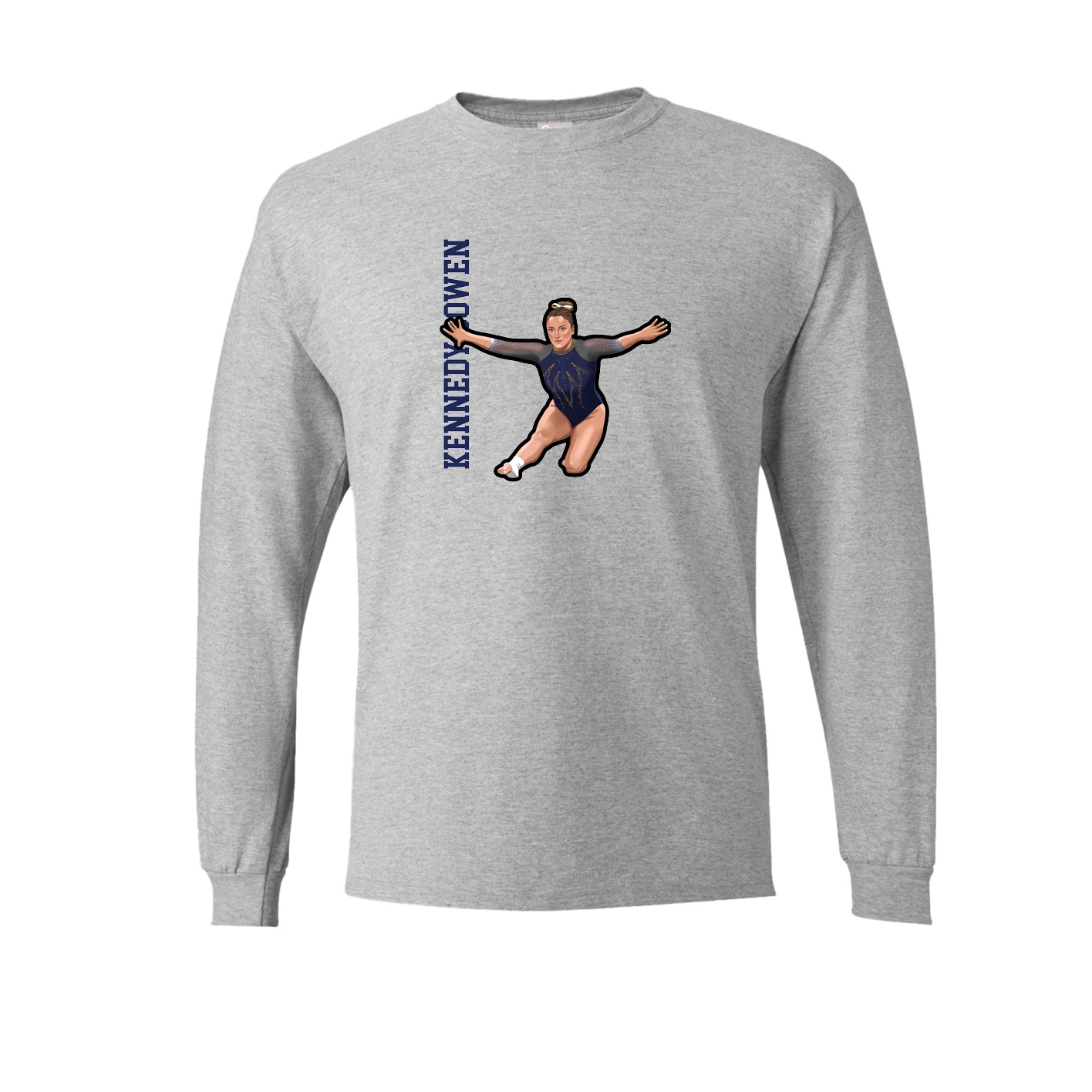 Long Sleeve Tee — Name Vertical in Grey