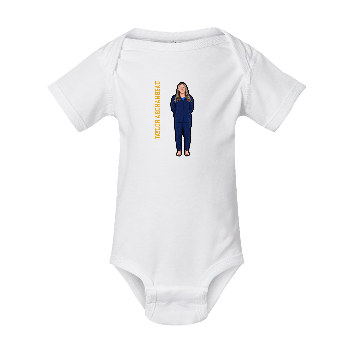 Baby Onesie — Name Vertical in White