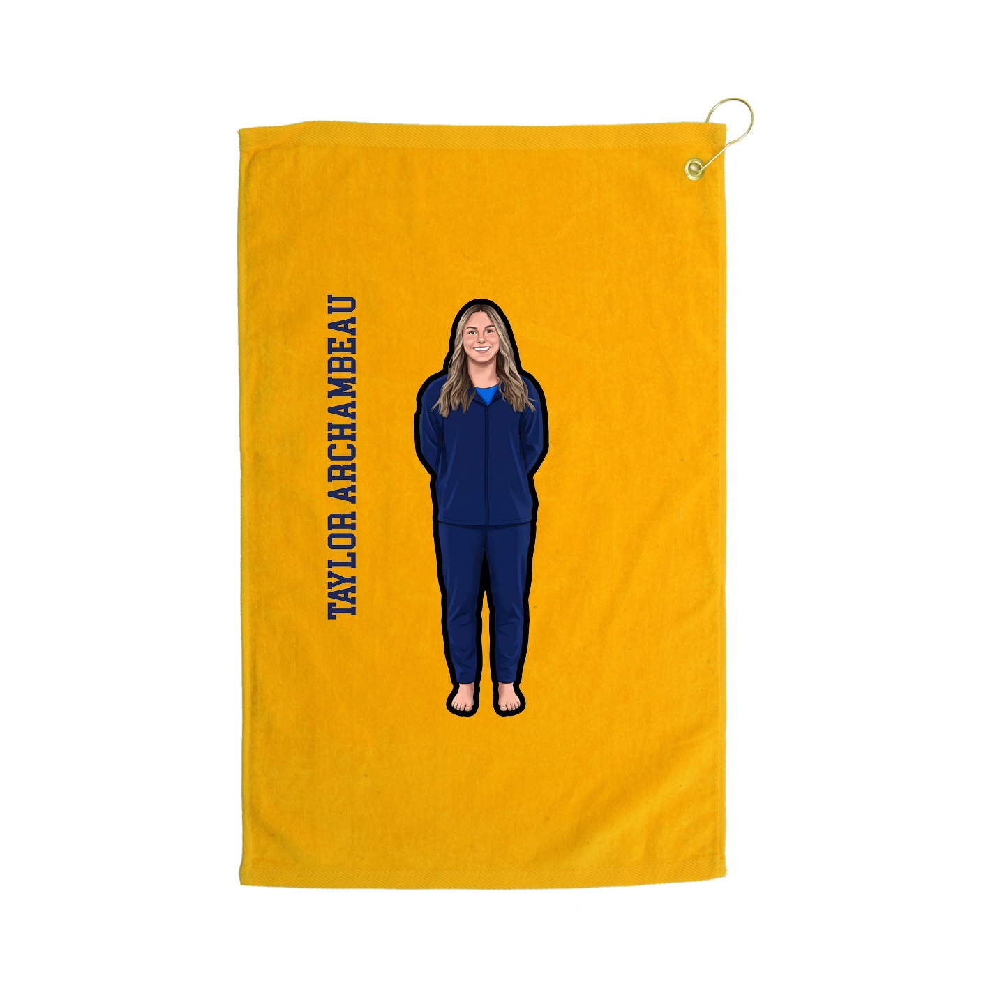 Golf Towel — Name Vertical in Gold