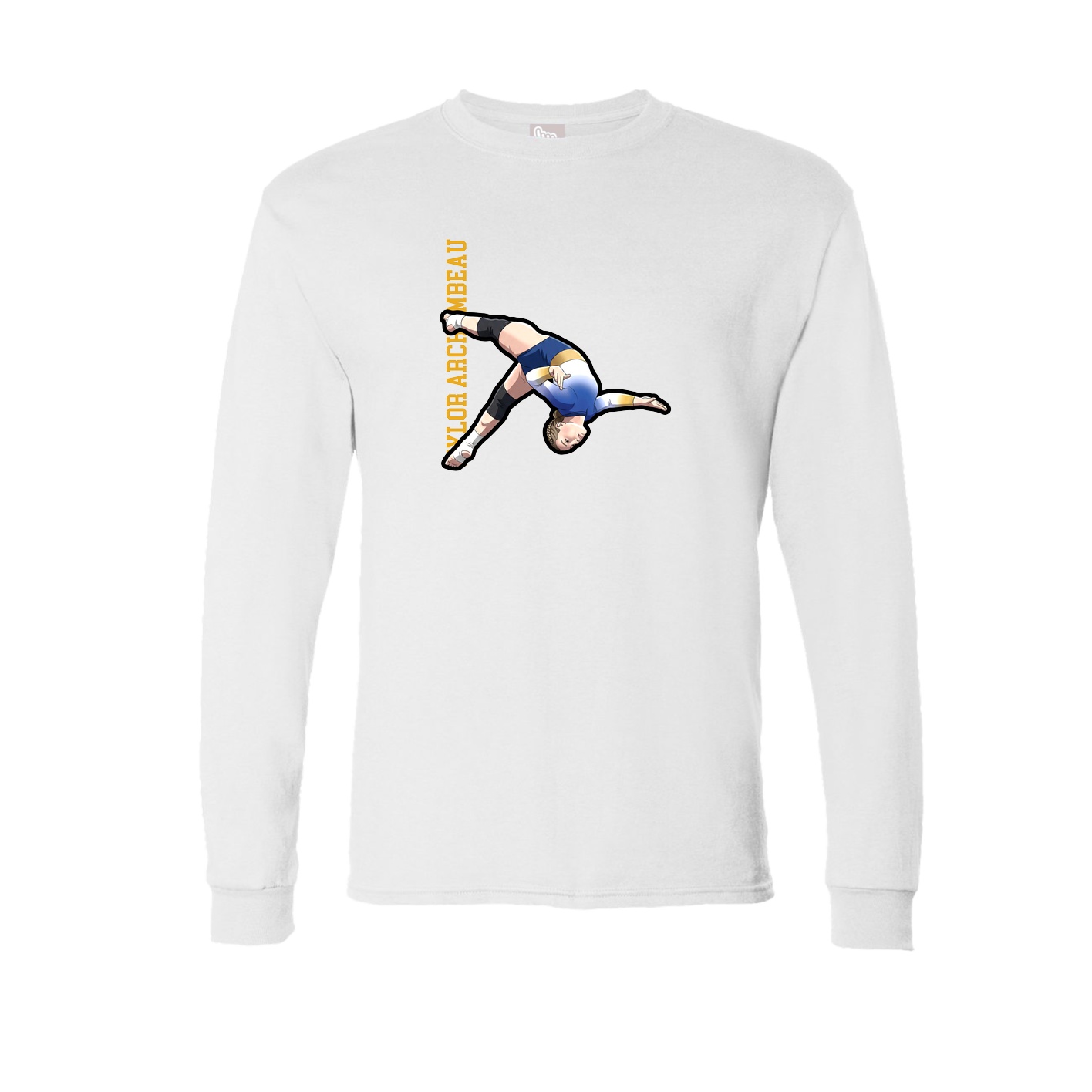 Long Sleeve Tee — Name Vertical in White
