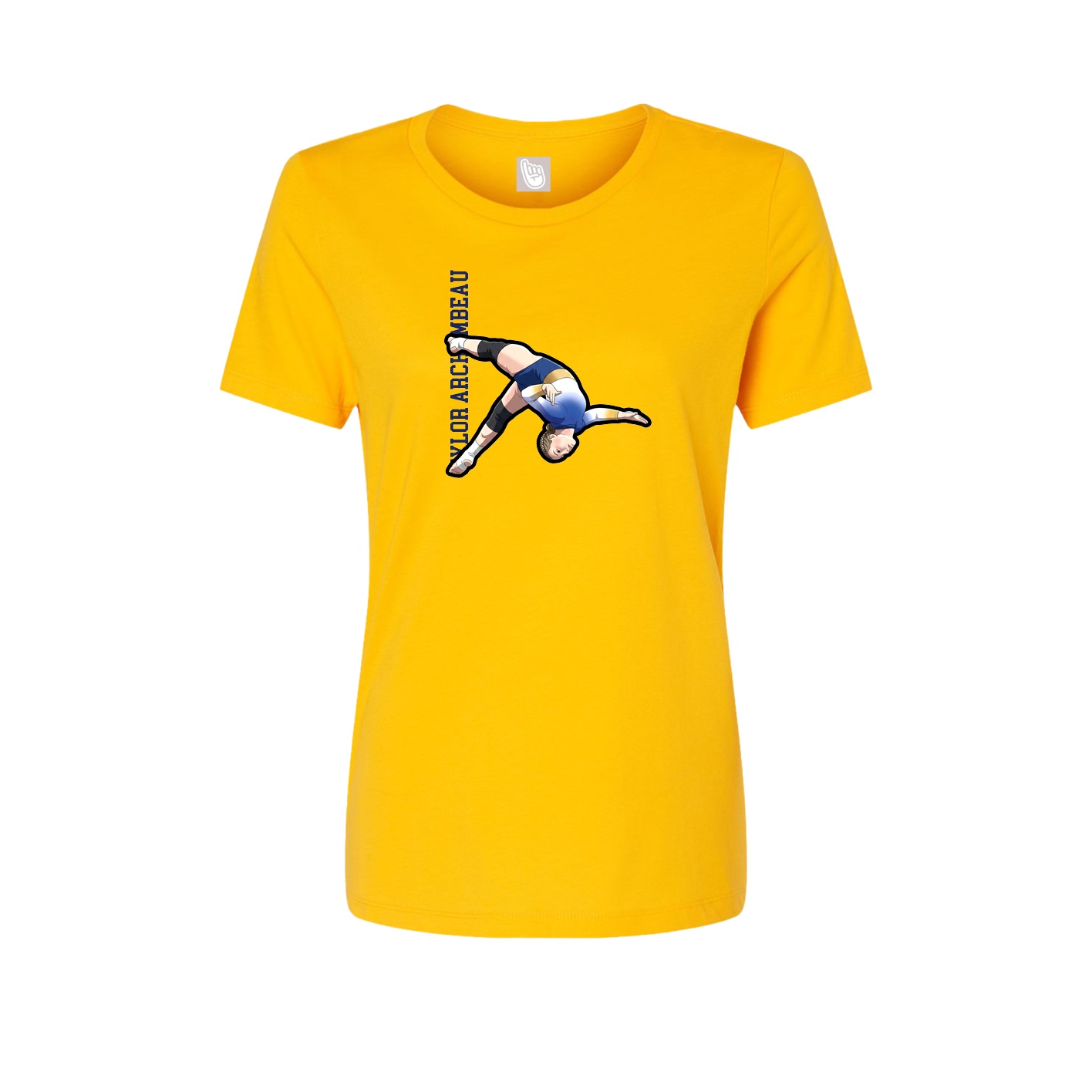 Fitted Women's Tee — Name Vertical in Gold