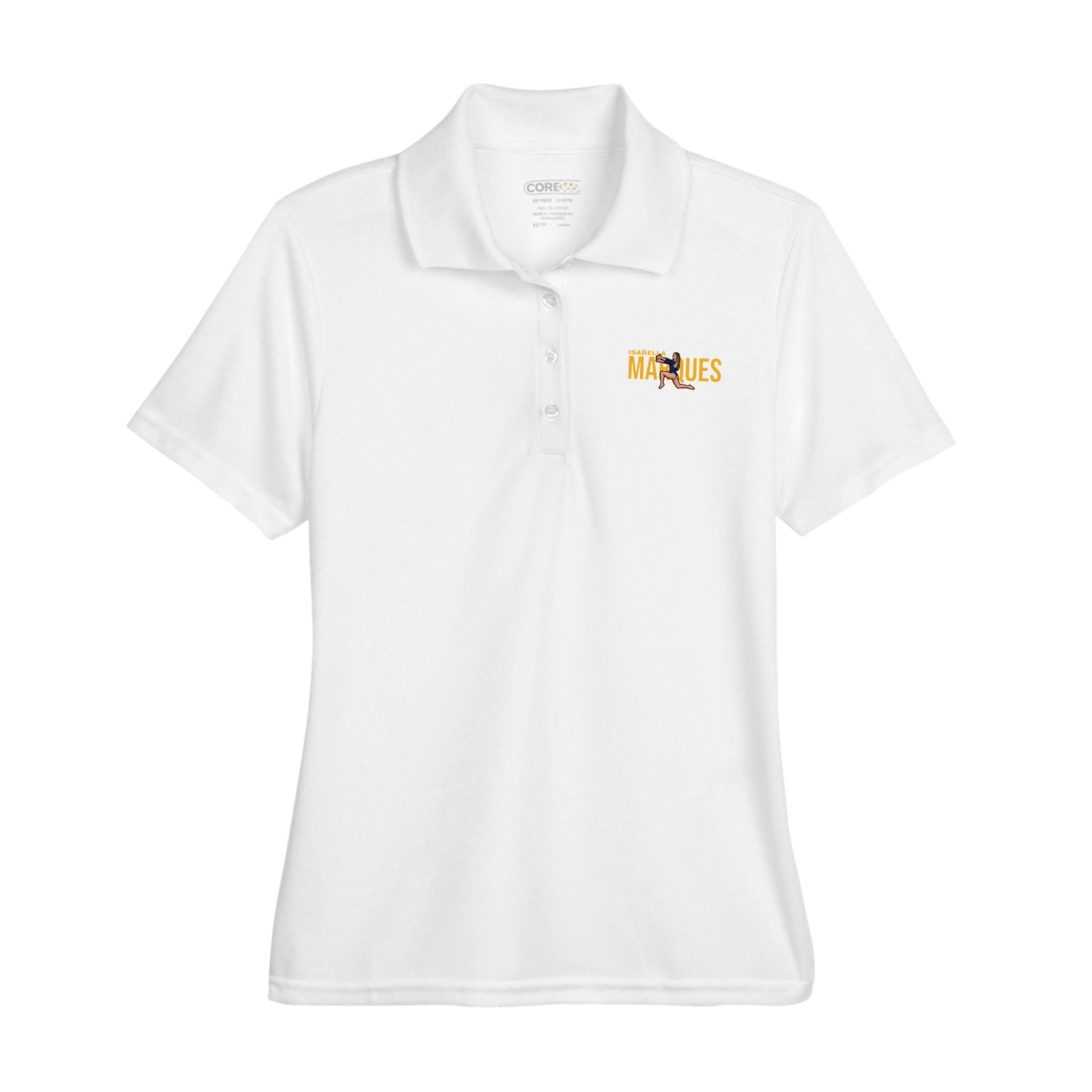 Womens Performance Polo — Player Name in White