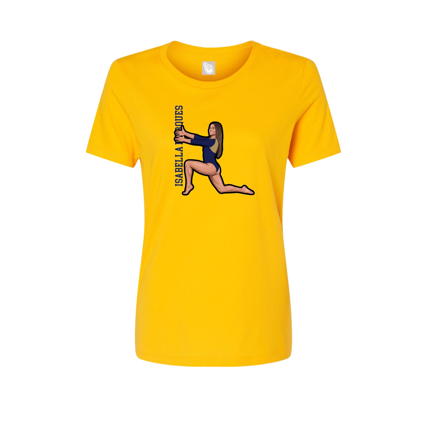 Fitted Women's Tee — Name Vertical in Gold