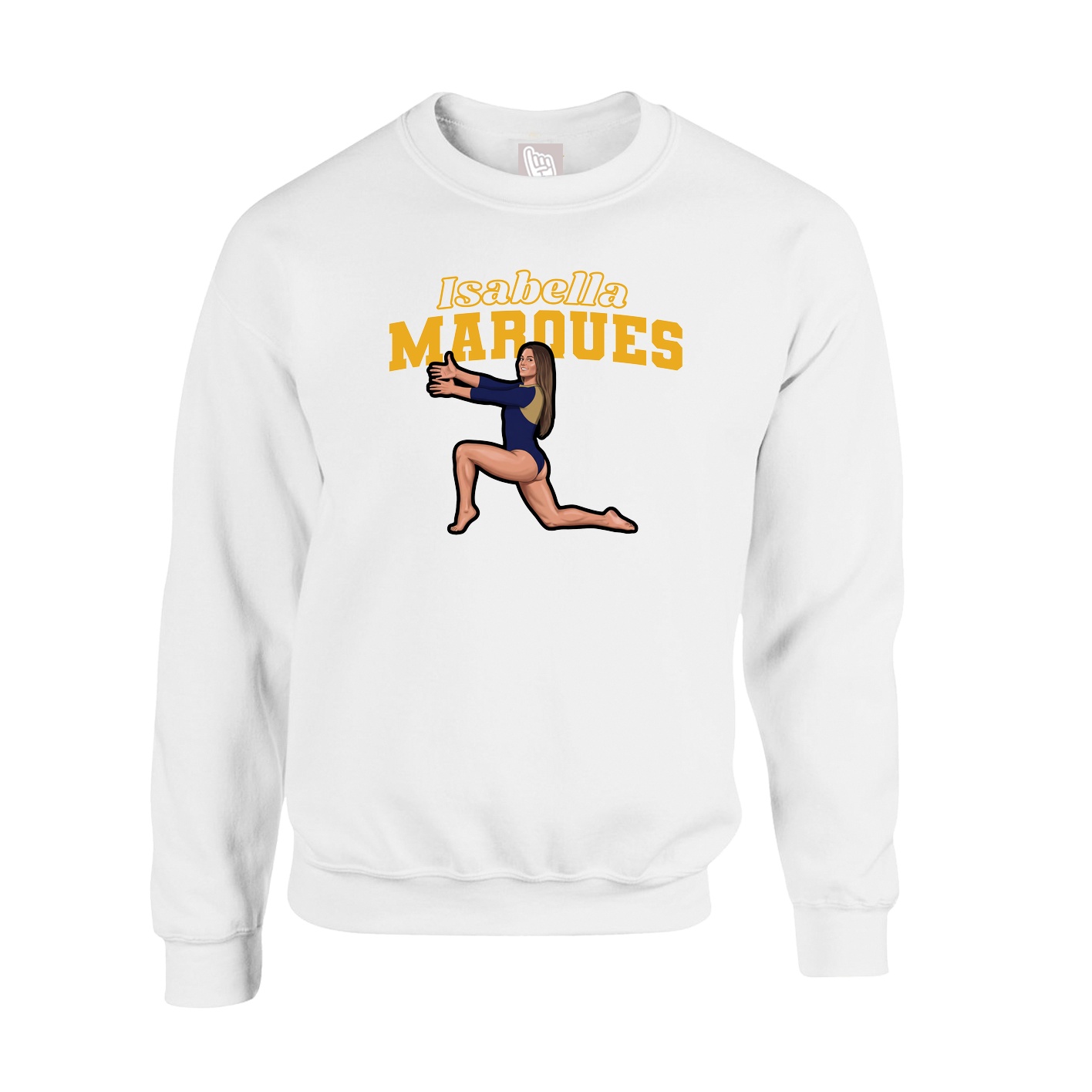 Fleece Crew — Name Arch in White