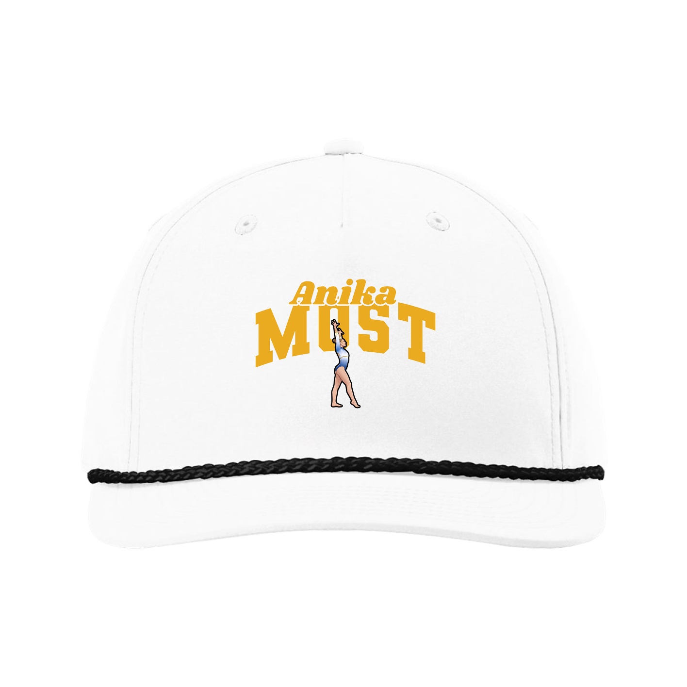 Five-Panel Classic Rope Cap — Signature Arch in White