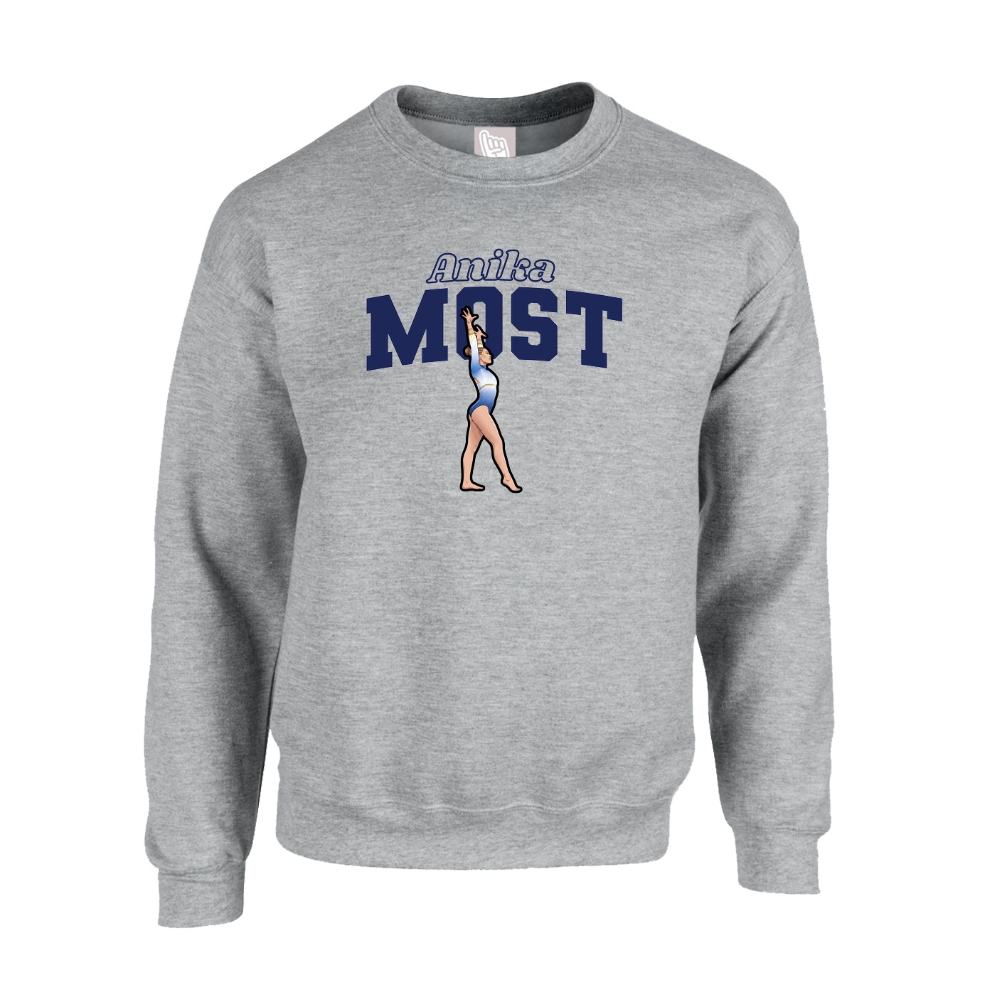 Fleece Crew — Name Arch in Grey