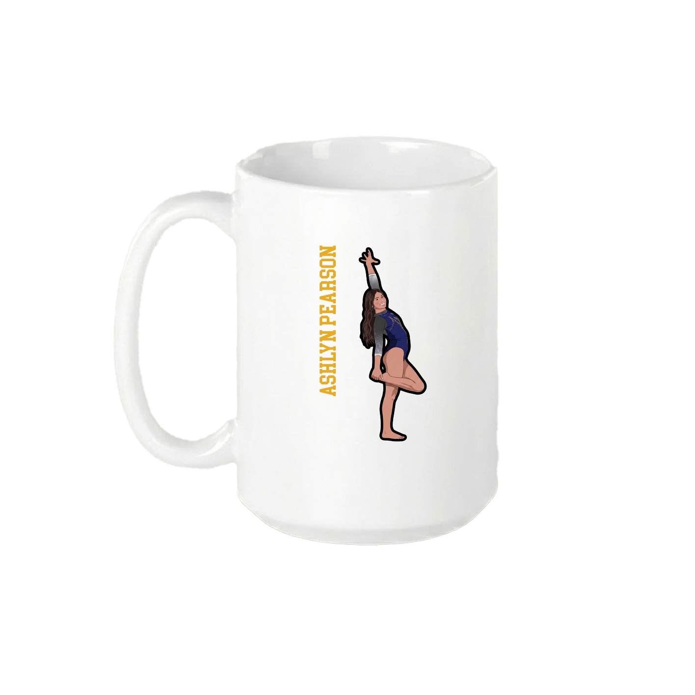 15oz Coffee Mug — Name Vertical in White