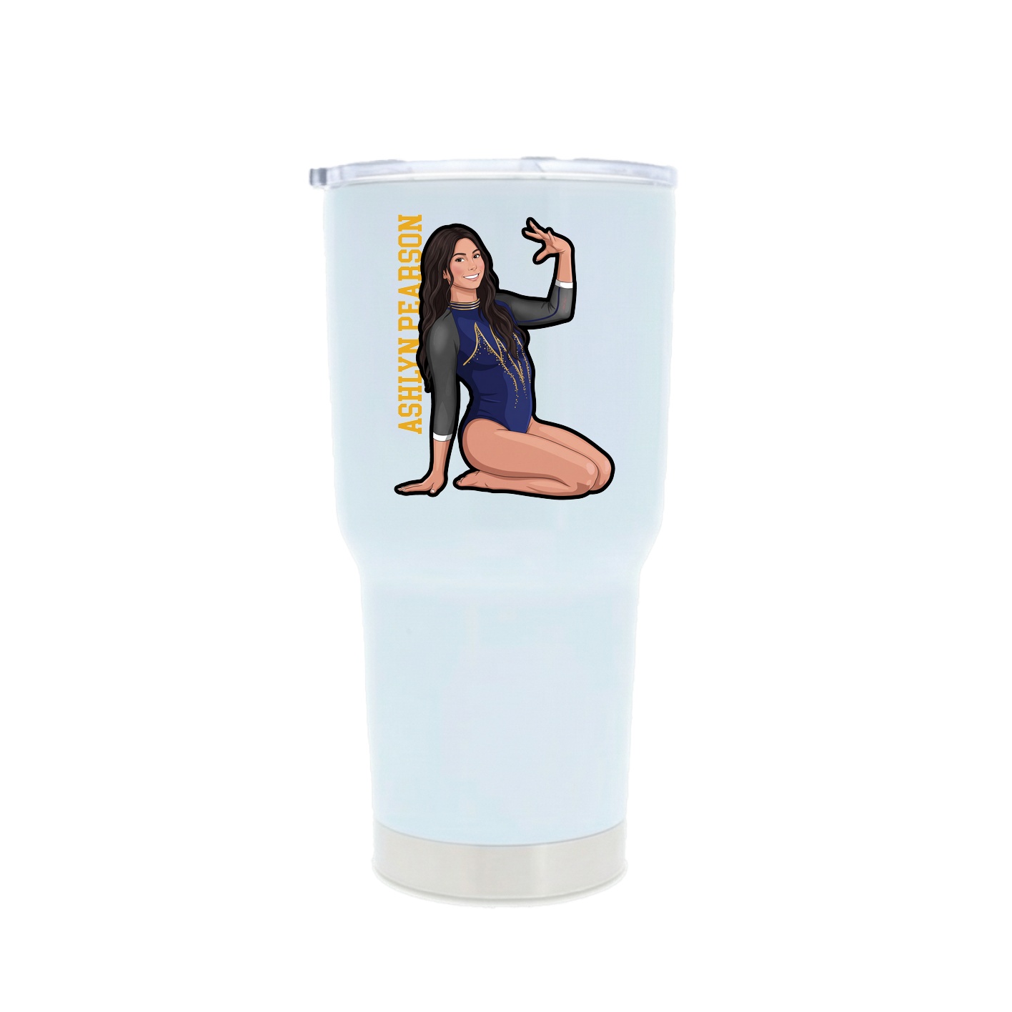 30oz Stainless Steel Tumbler — Name Vertical in White