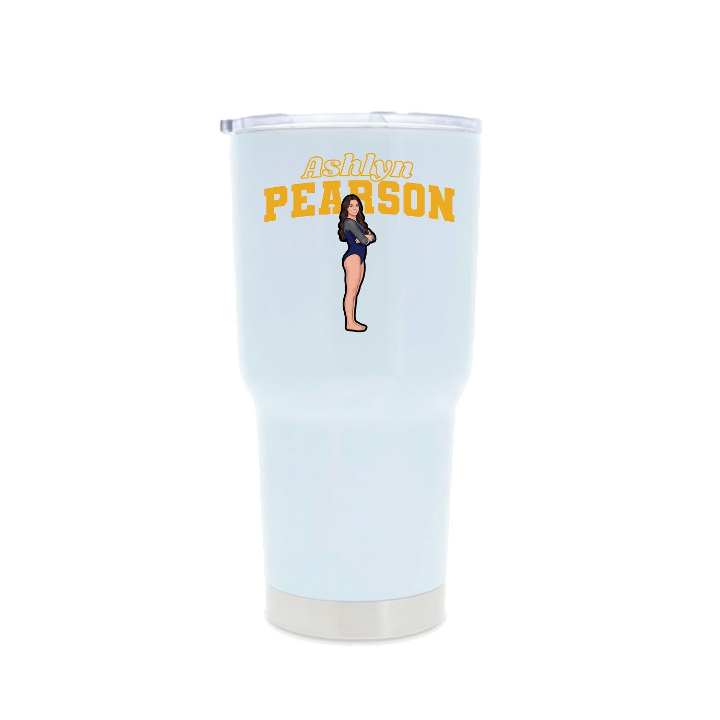 30oz Stainless Steel Tumbler — Name Arch in White