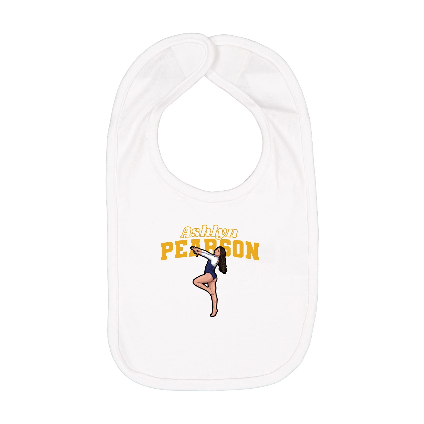 Infant Bib — Name Arch in White