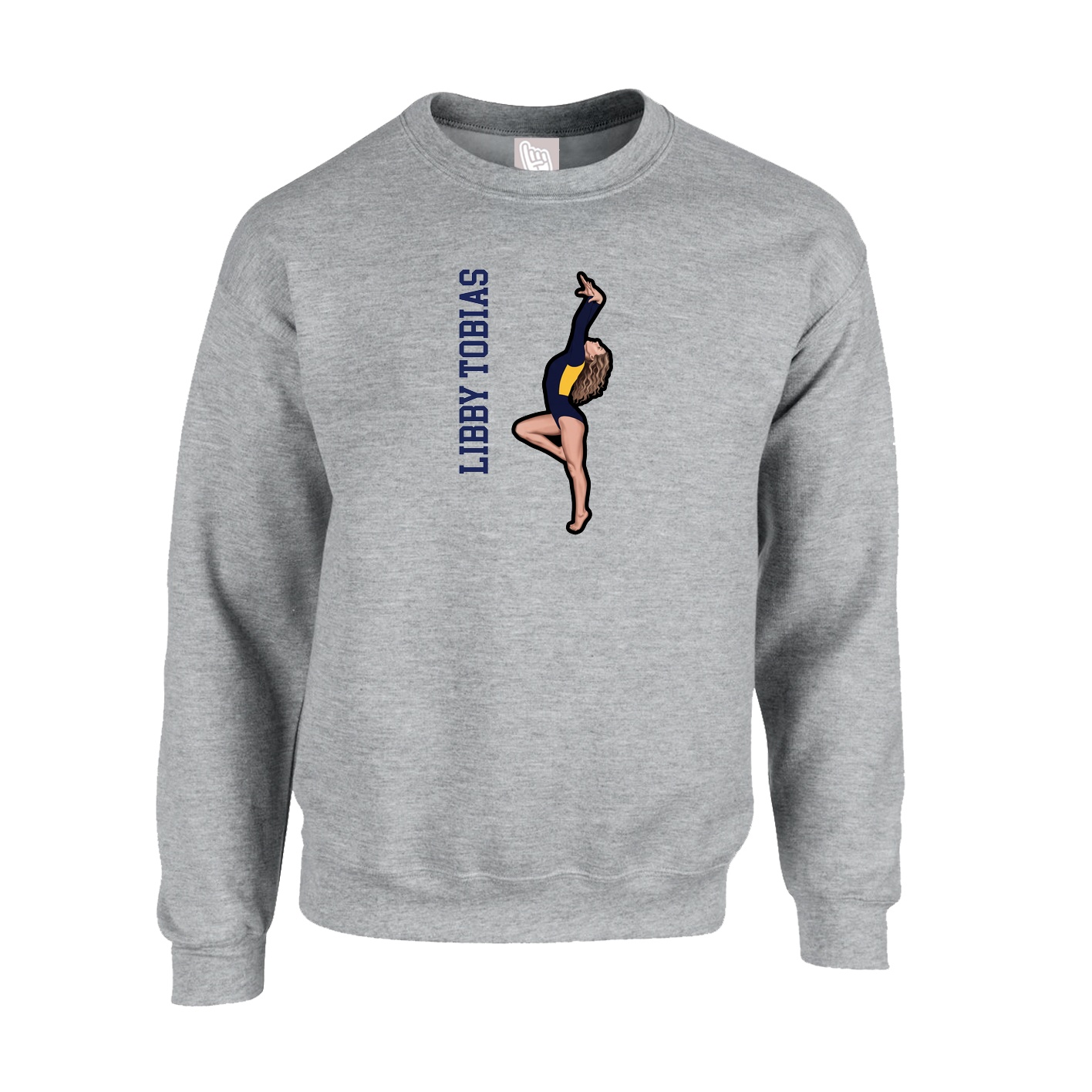 Fleece Crew — Name Vertical in Grey