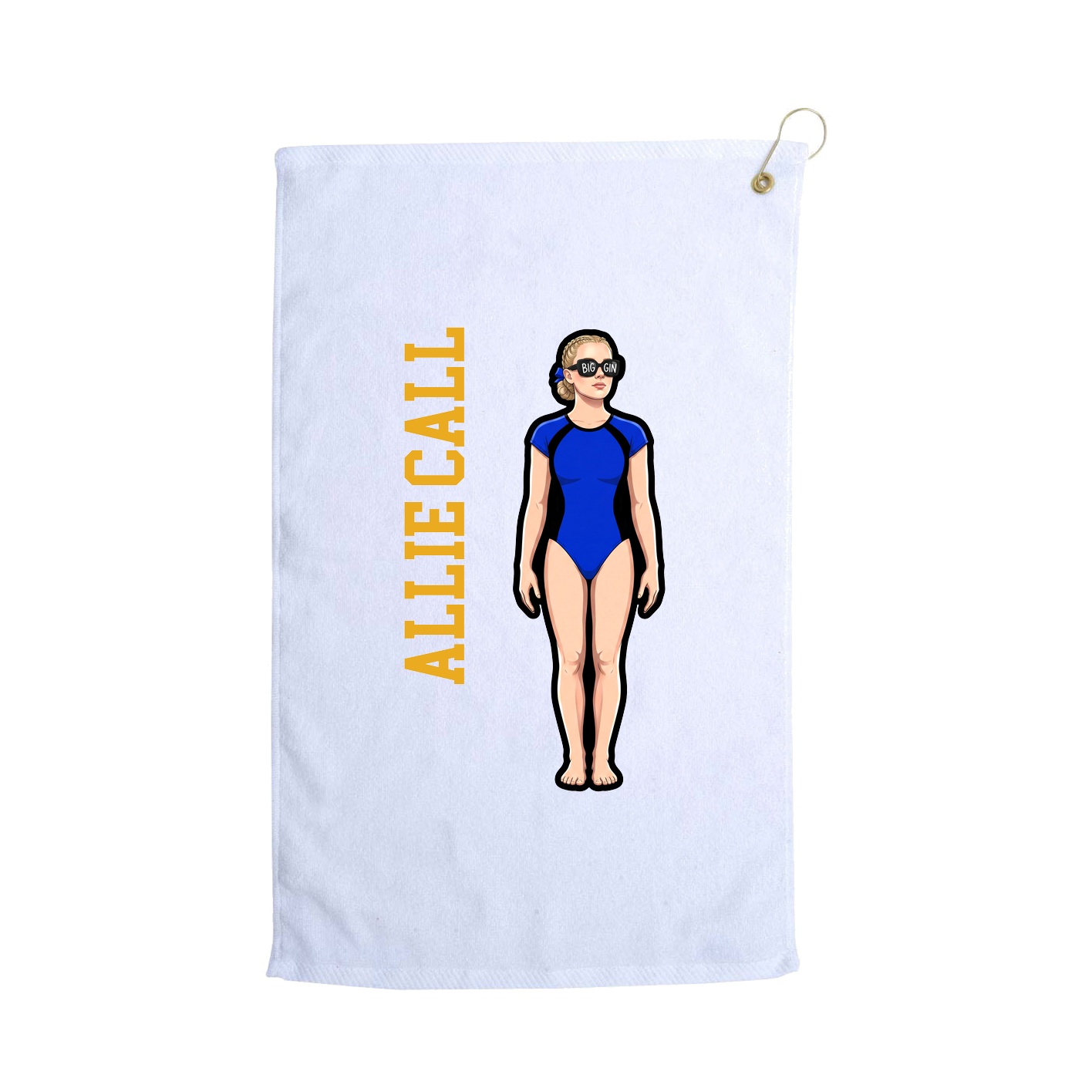 Golf Towel — Name Vertical in White