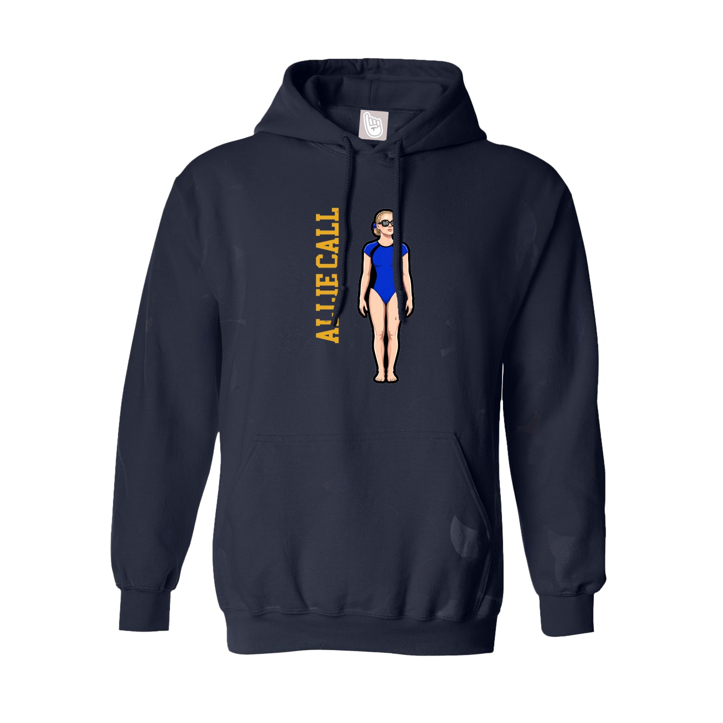 Hoodie — Name Vertical in Navy