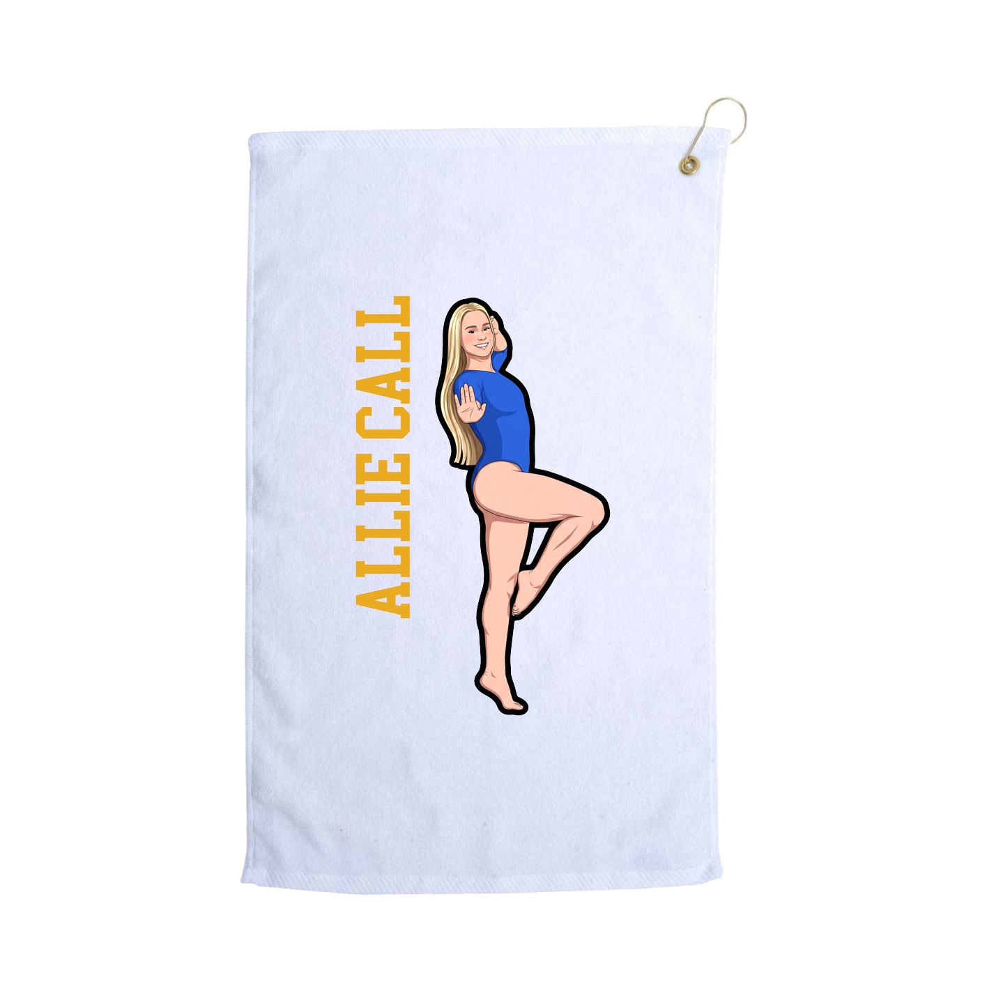 Golf Towel — Name Vertical in White