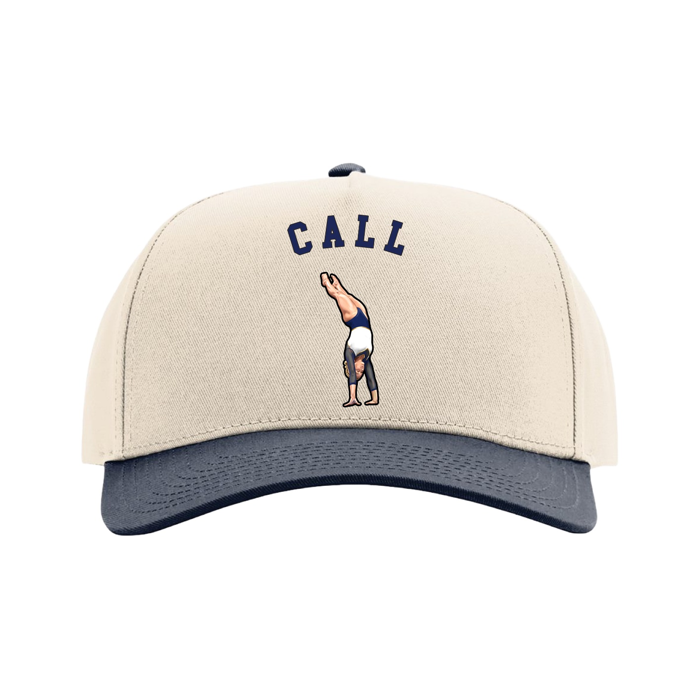 Full Fabric Five-Panel Champ Cap — Shirsey Arch in Cream/Navy
