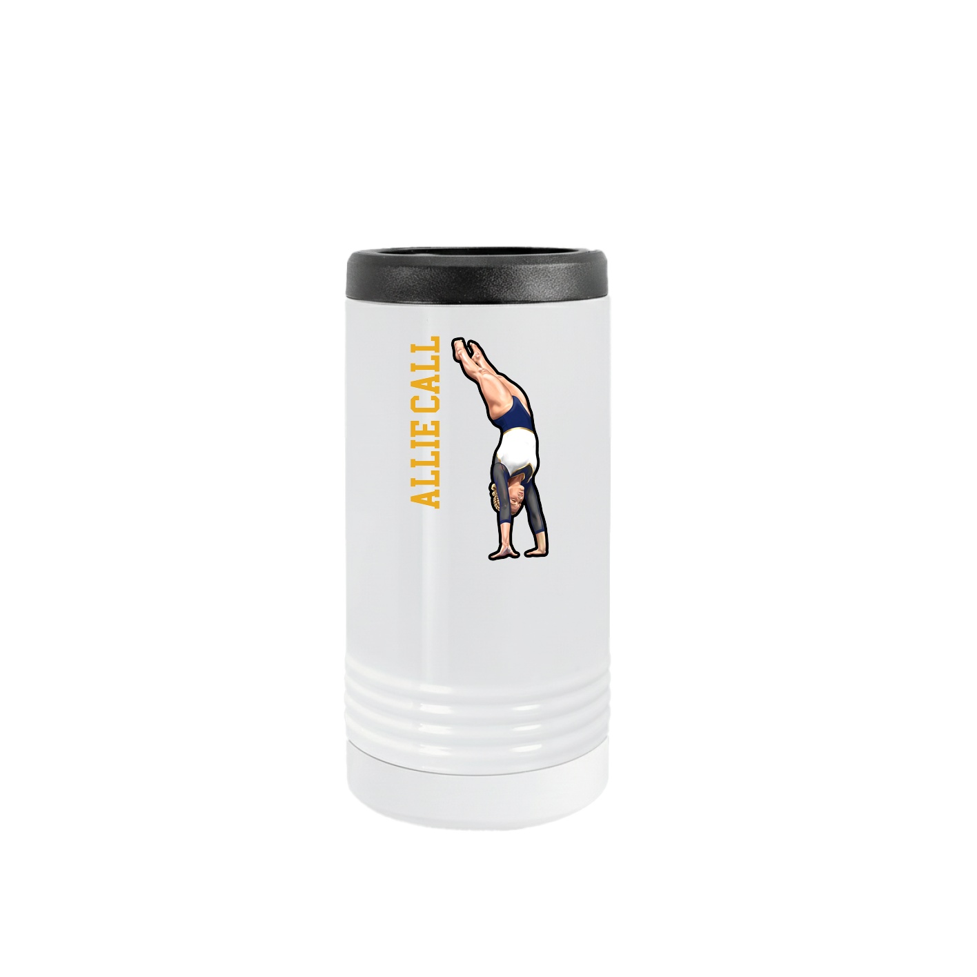 Slim Beverage Holder — Name Vertical in White