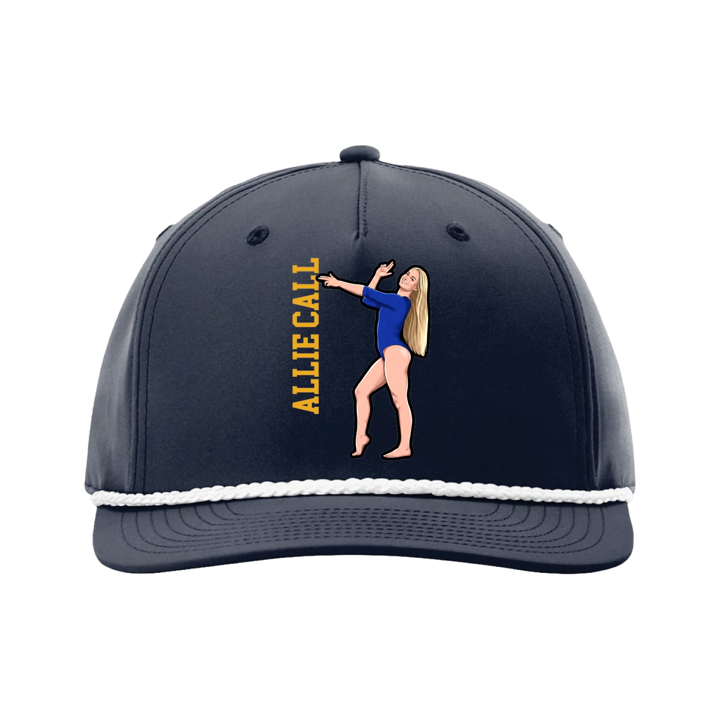 Five-Panel Classic Rope Cap — Name Vertical in Navy