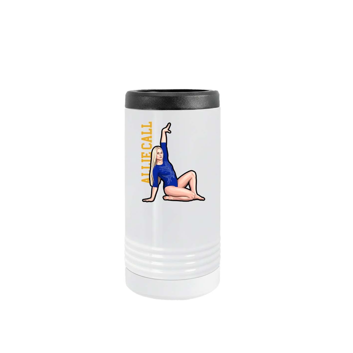 Slim Beverage Holder — Name Vertical in White