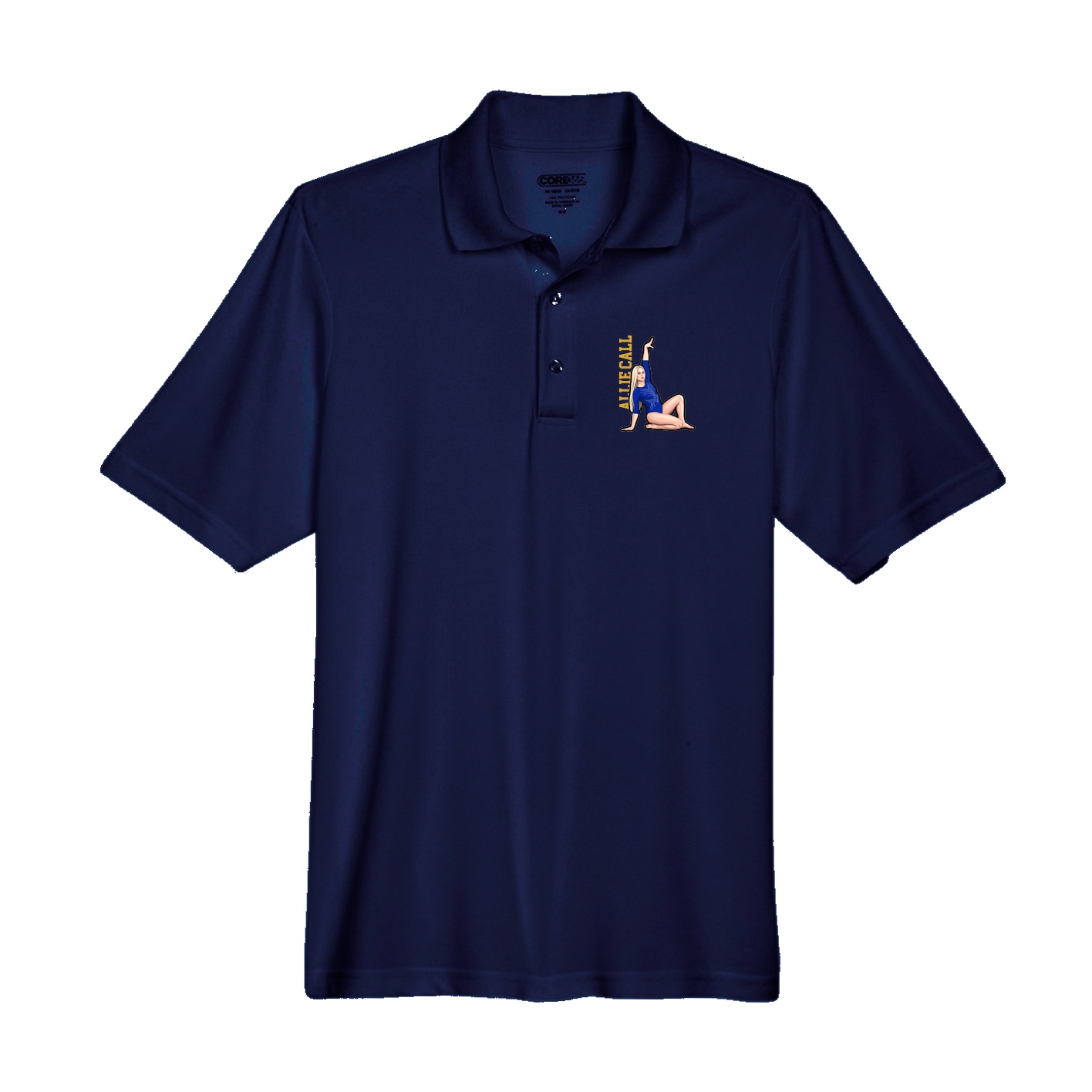 Performance Polo — Name Vertical in Navy