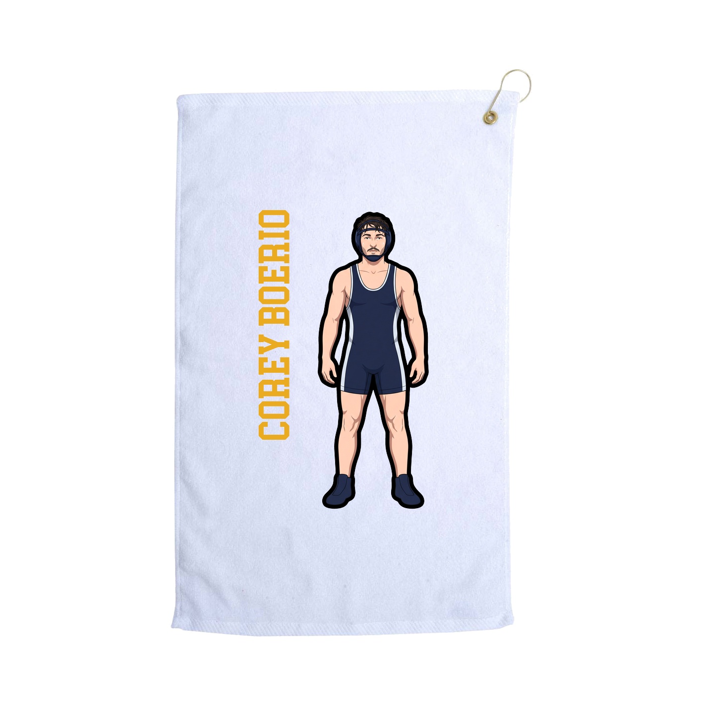 Golf Towel — Name Vertical in White